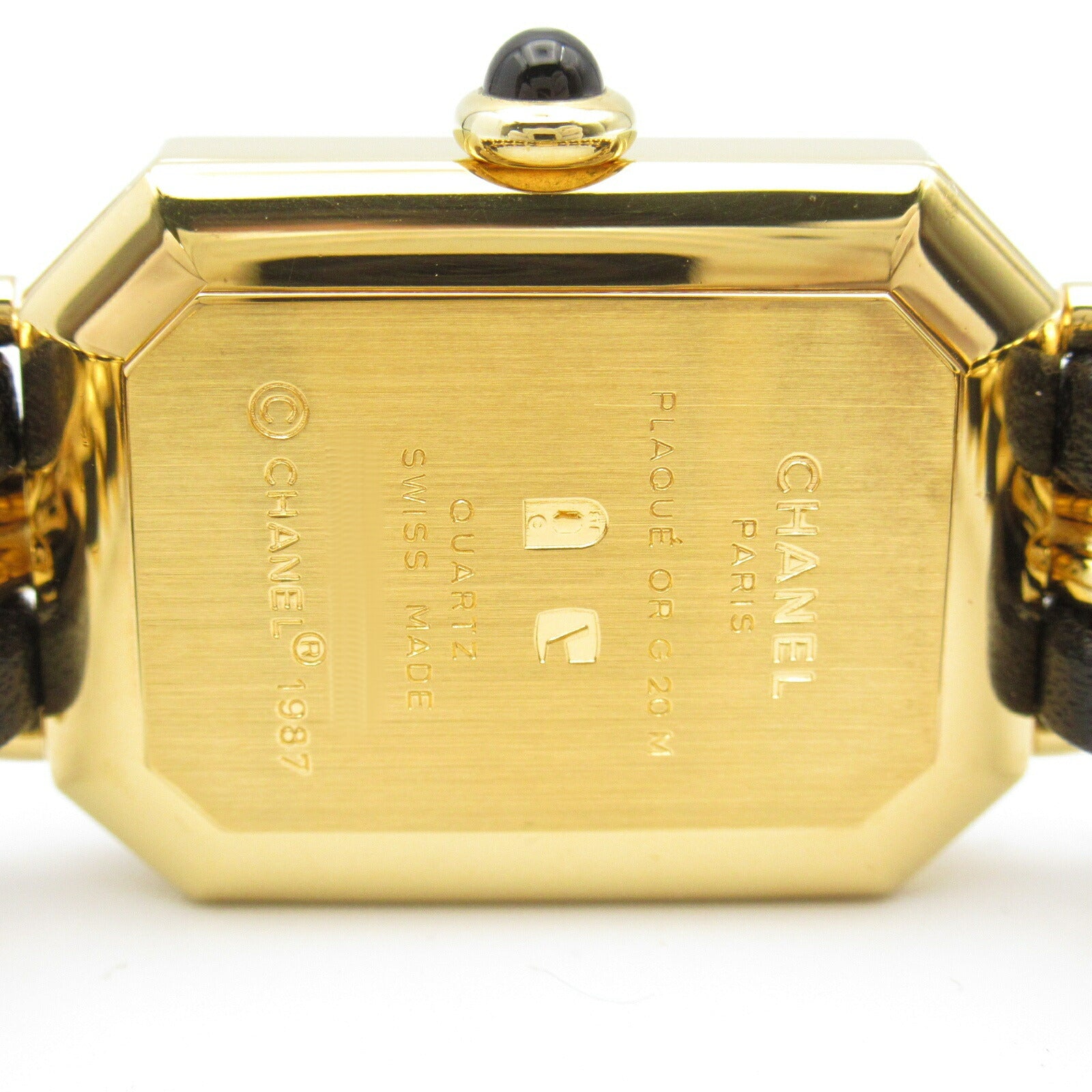 Chanel Premiere M Watch Gold Plated Leather Quartz H0001