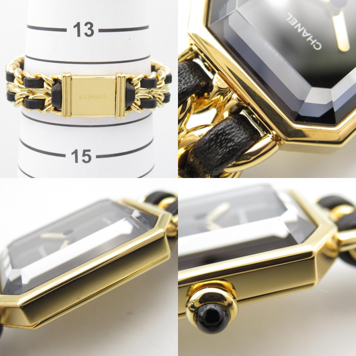 Chanel Premiere M Watch Gold Plated Leather Quartz H0001