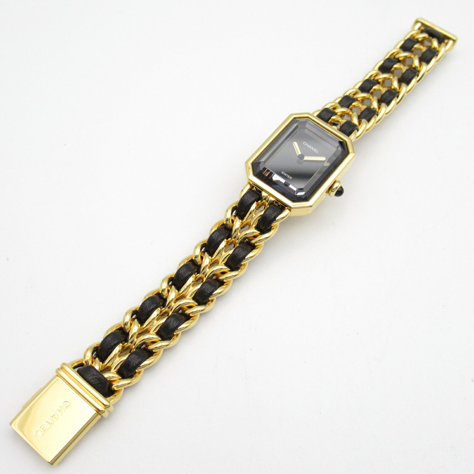 Chanel Premiere M Watch Gold Plated Leather Quartz H0001