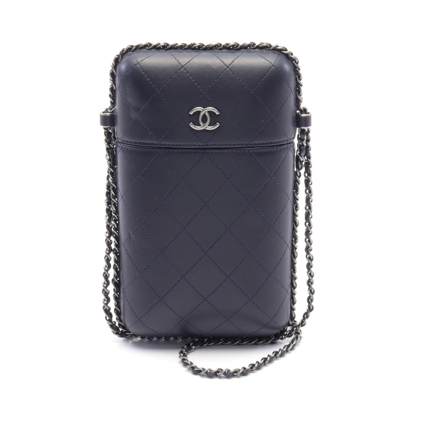 Chanel Lambskin Matelasse Shoulder Bag Navy