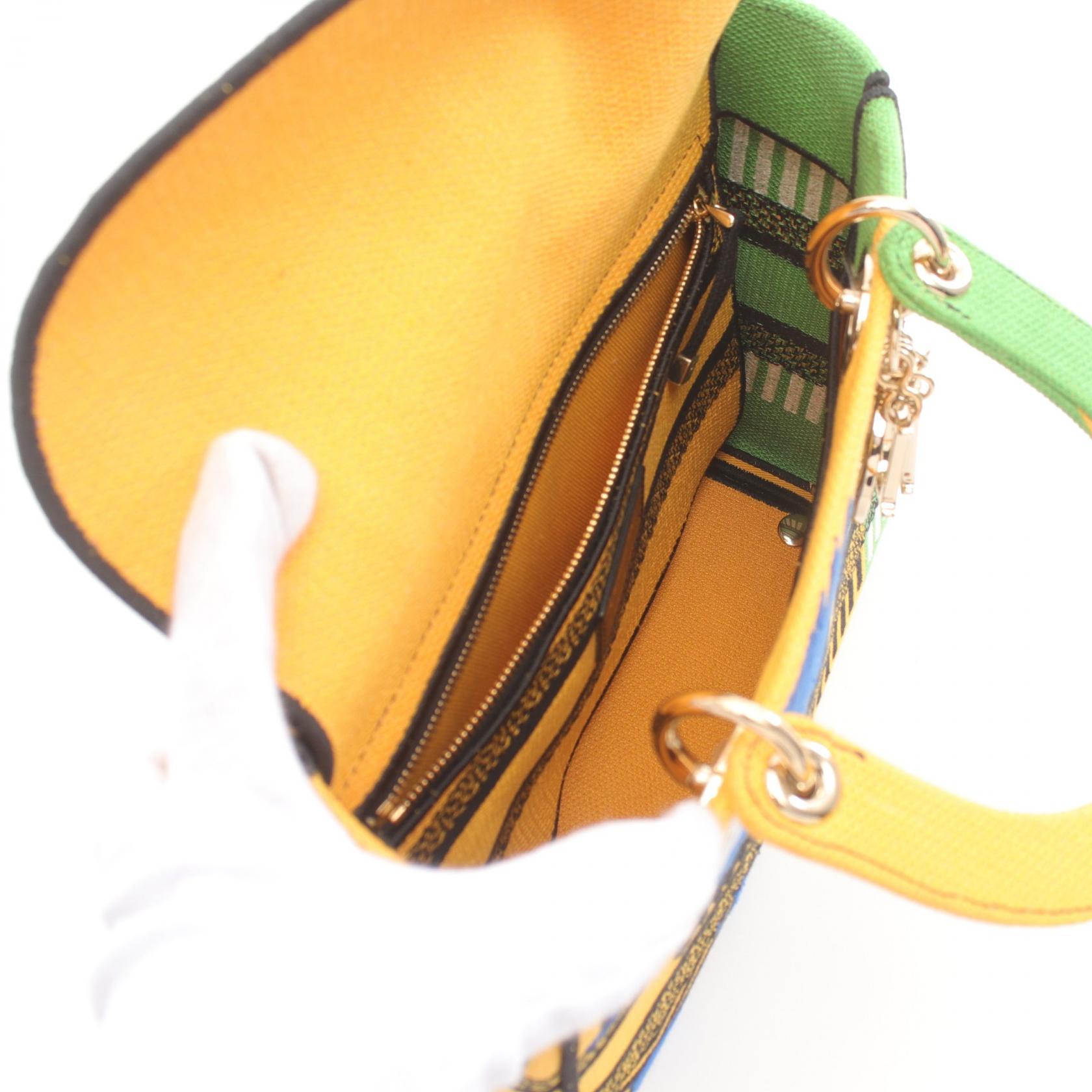 Dior Lady Dior Canvas Handbag Yellow