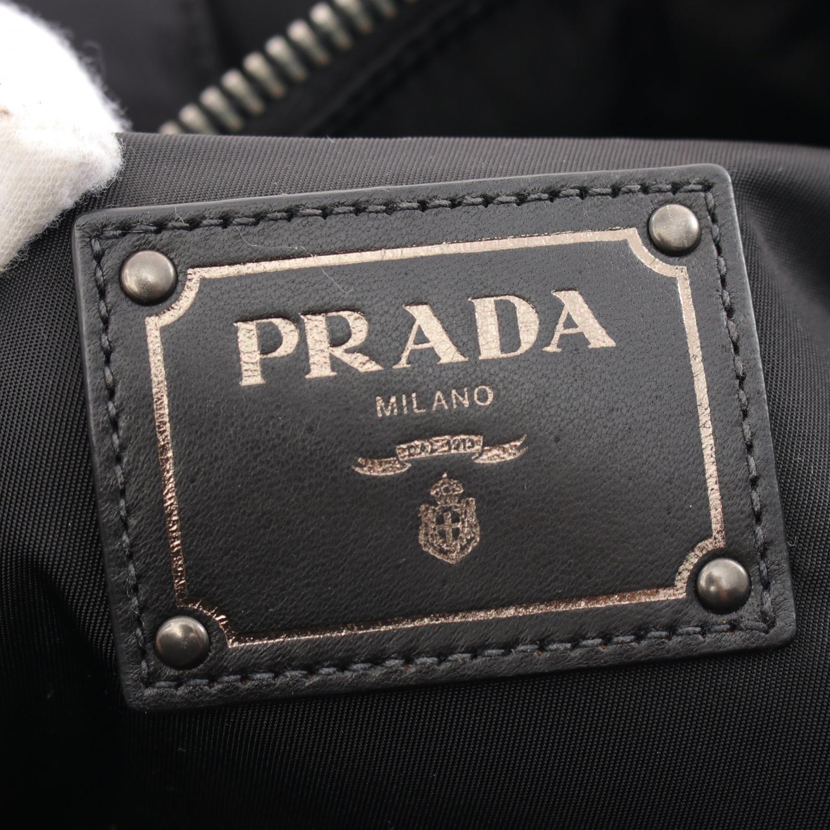 Prada Nylon Leather Tote Bag