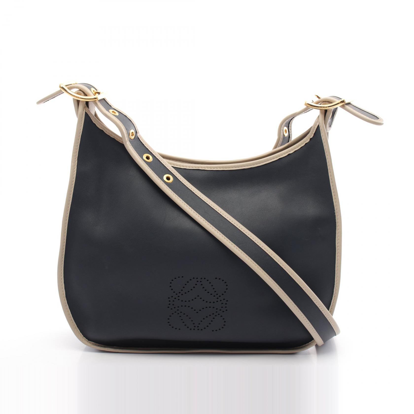 Loewe Leather Sofia Shoulder Bag Navy/Ivory