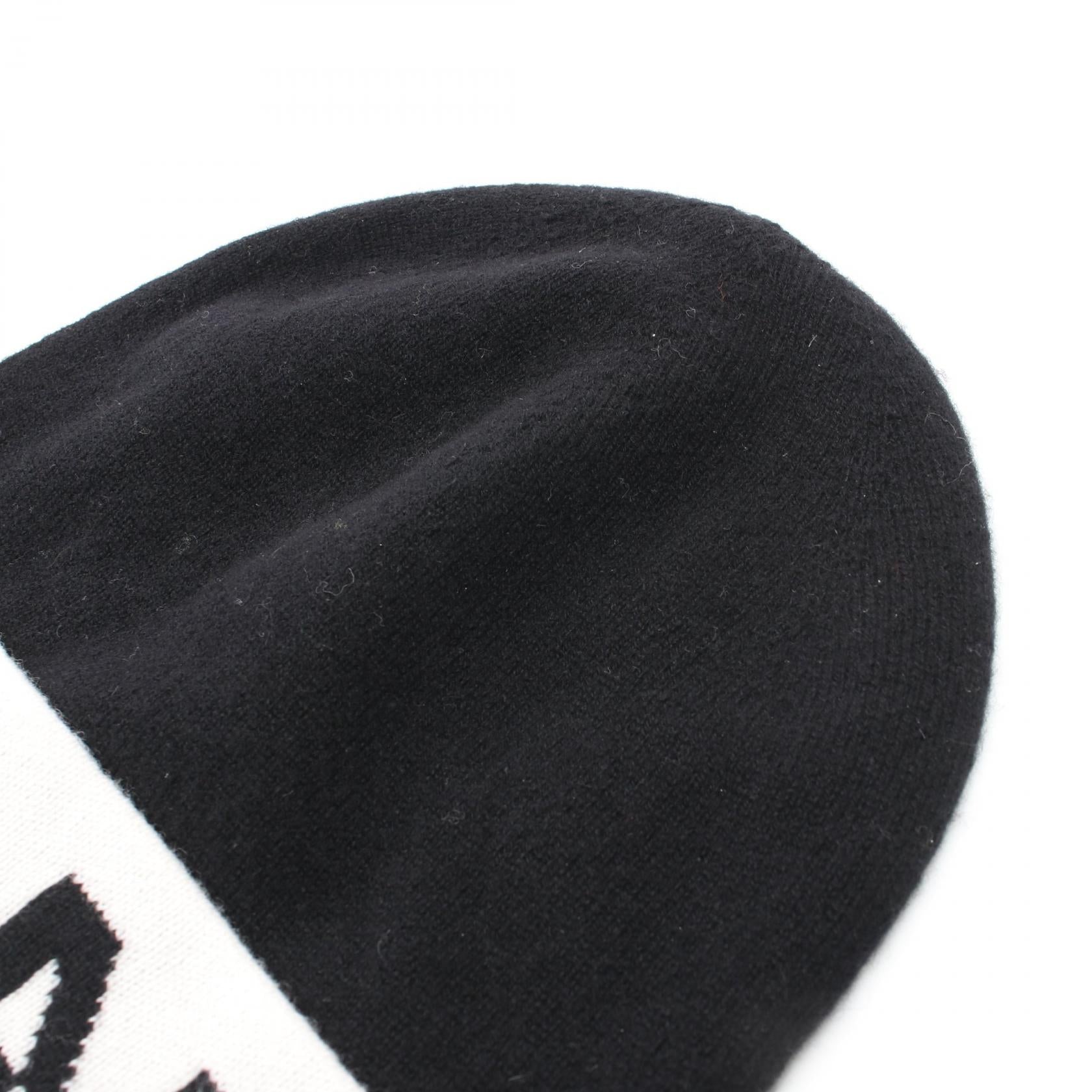 Chanel Cashmere Knit Cap Hat Black/White