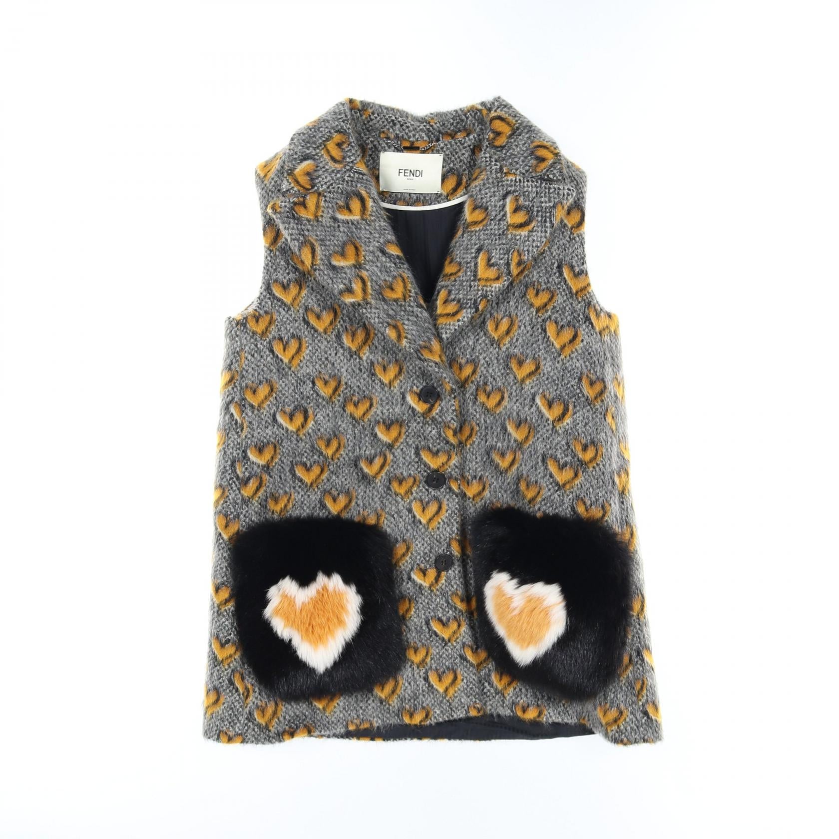 Fendi Wool Mohair Fox Fur Vest