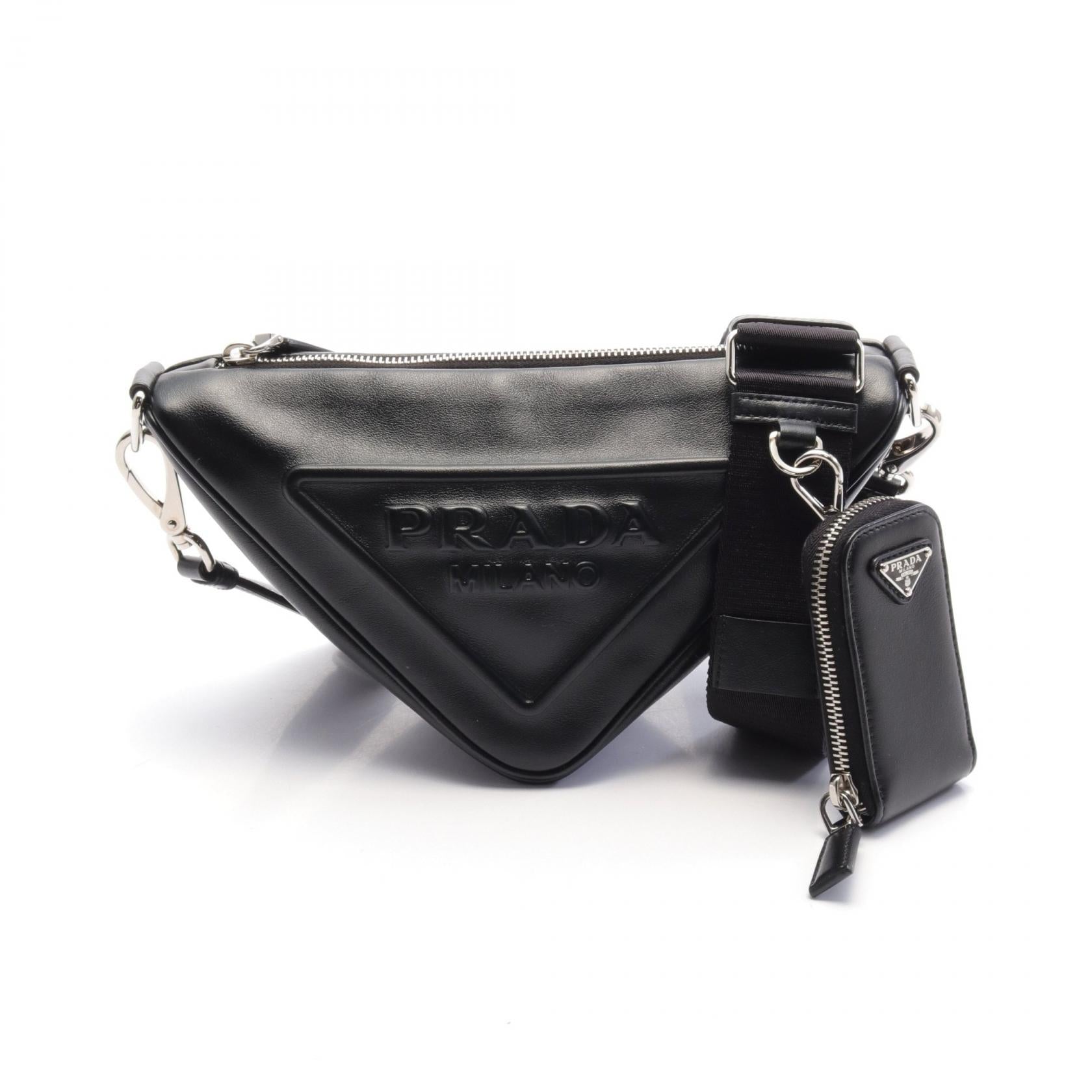 Prada Leather Triangle Shoulder Bag Black