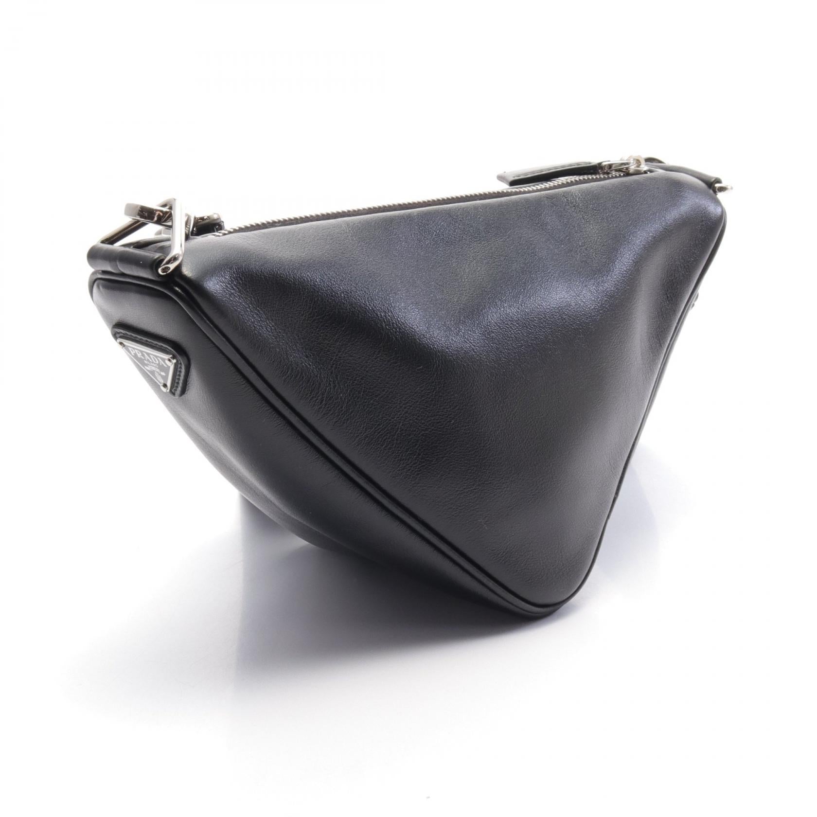 Prada Leather Triangle Shoulder Bag Black