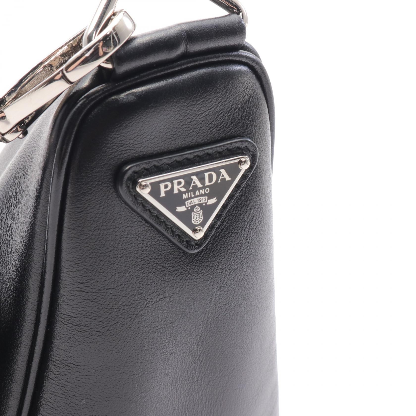 Prada Leather Triangle Shoulder Bag Black