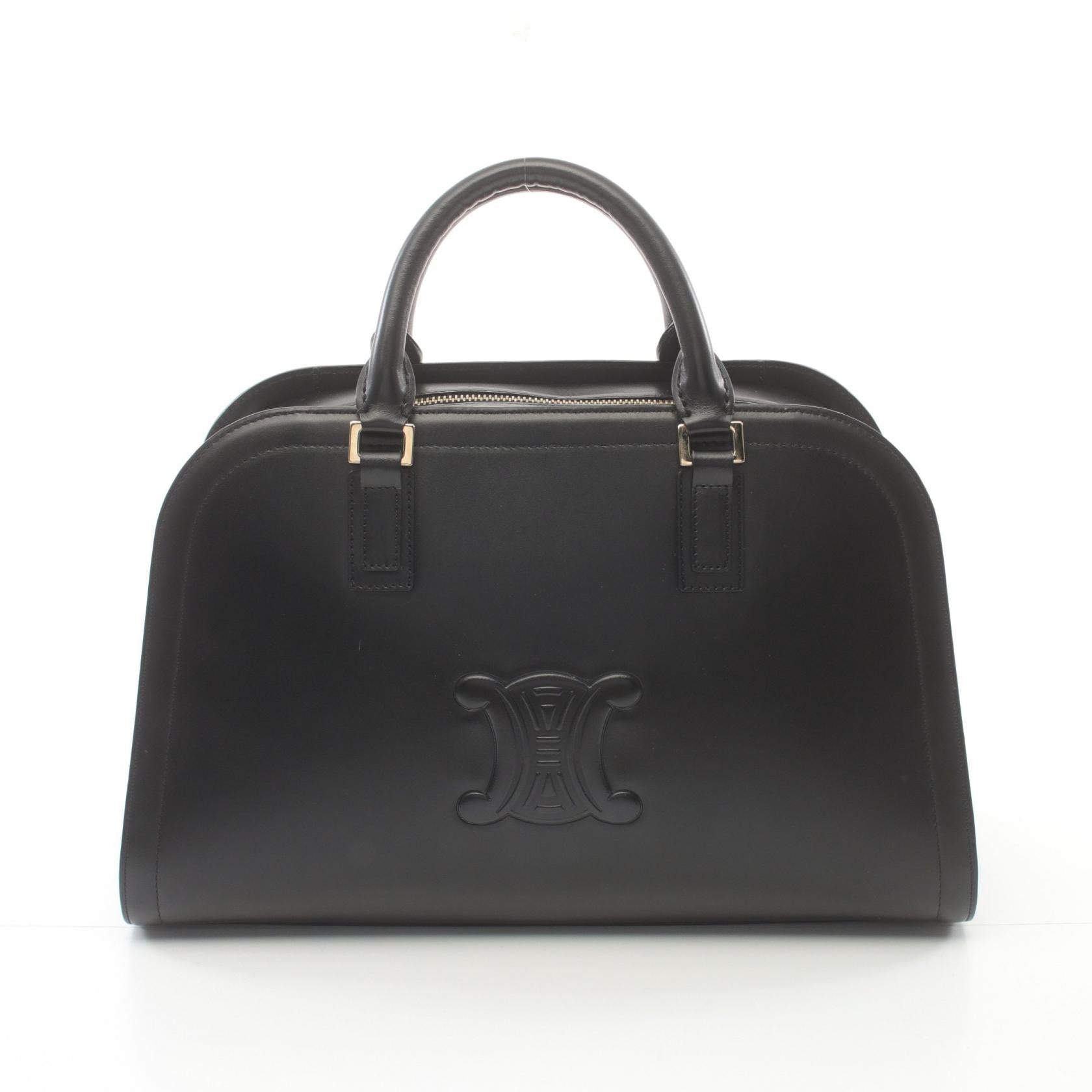 Celine Triomphe Leather Handbag Black