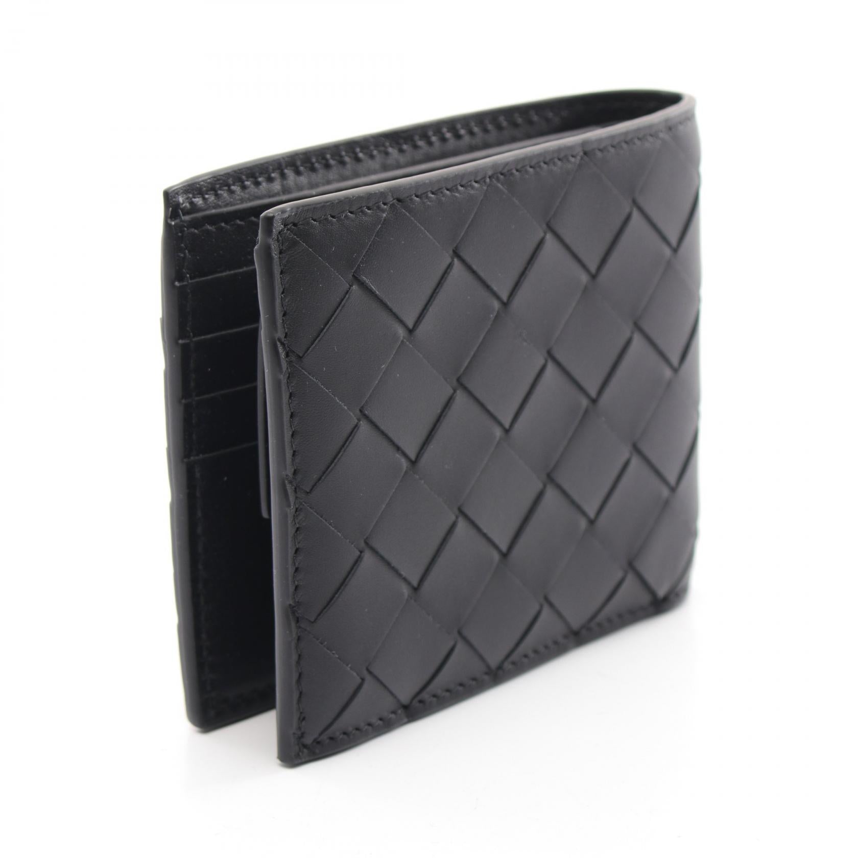 Bottega Veneta Leather Intrecciato Wallet Black