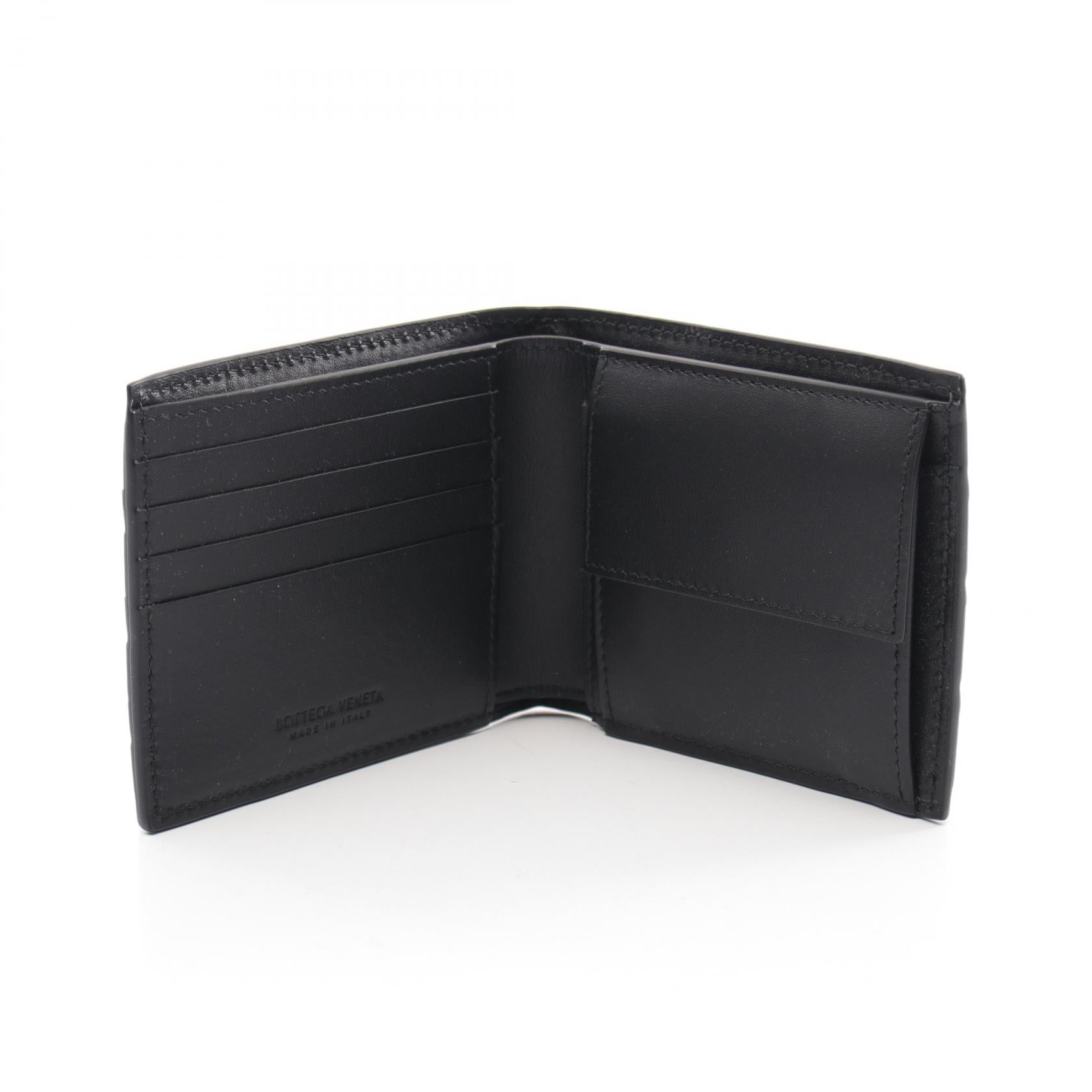 Bottega Veneta Leather Intrecciato Wallet Black