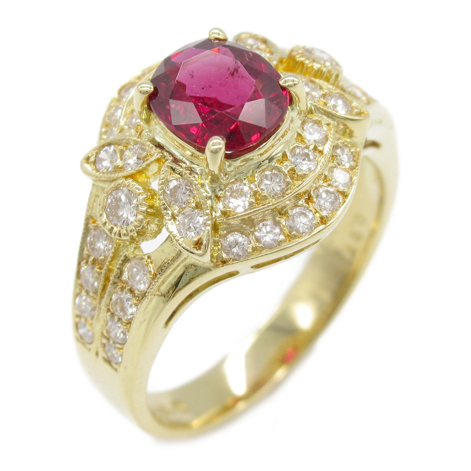 Ruby Diamond Ring K18 Yellow Gold