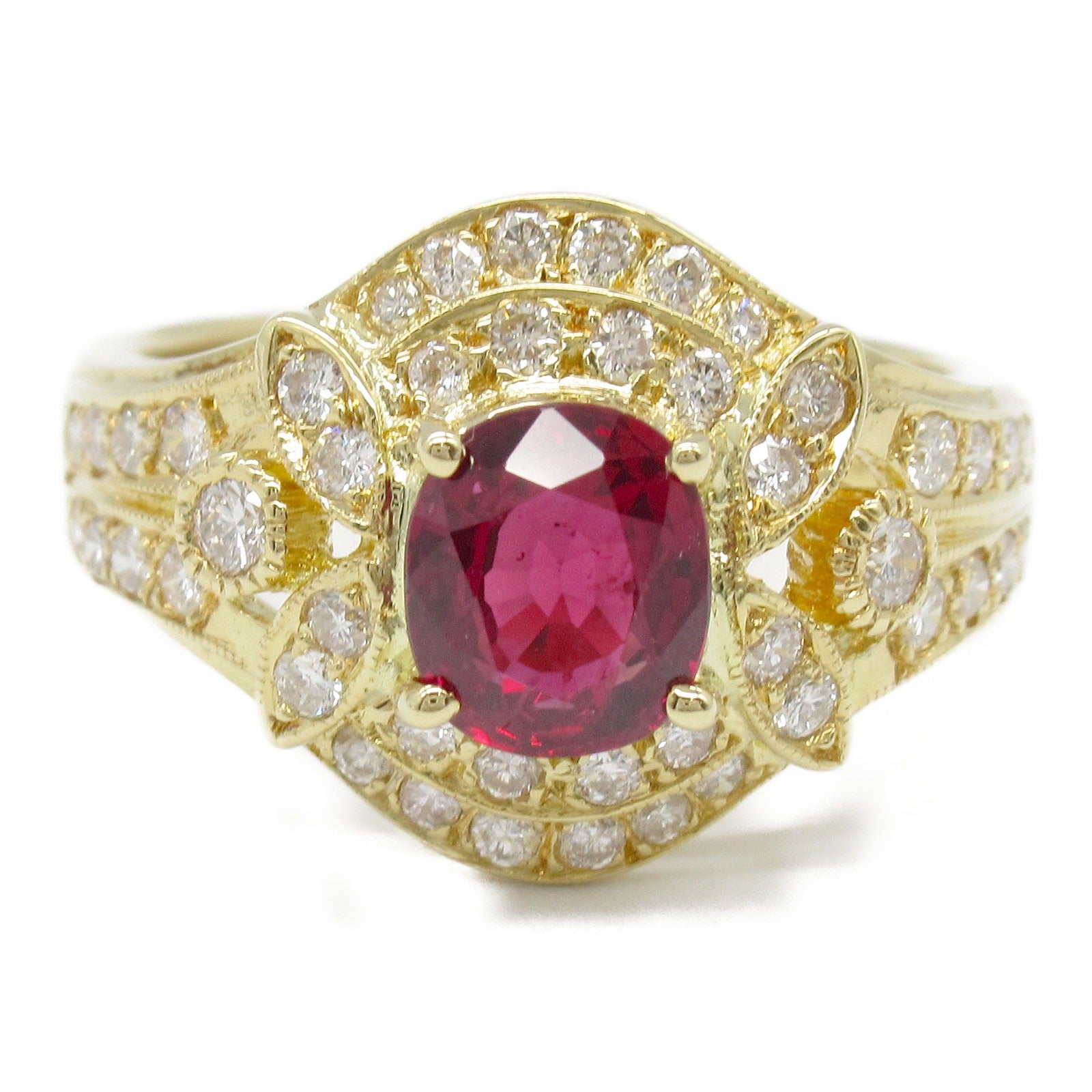 Ruby Diamond Ring K18 Yellow Gold