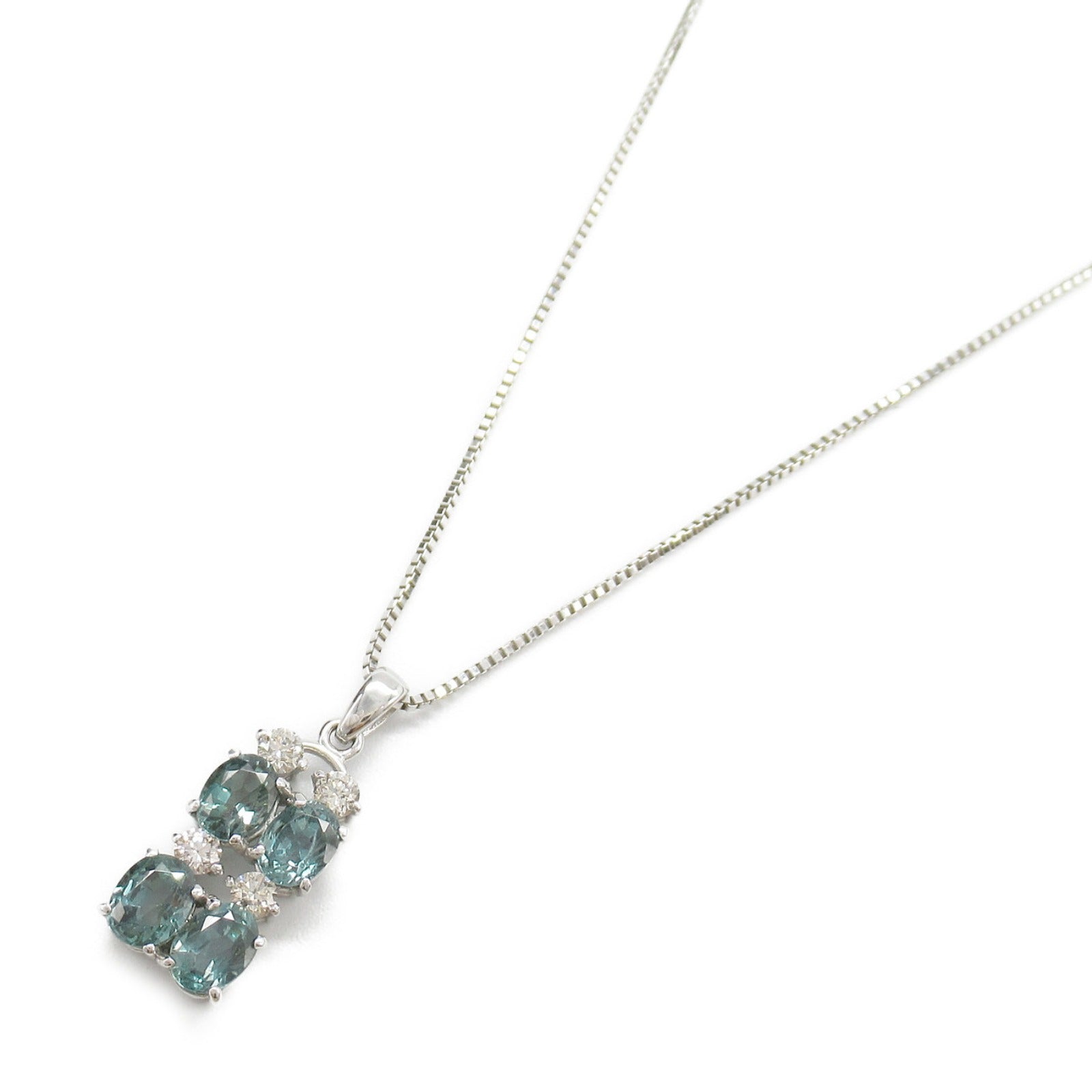 Alexandrite Diamond Necklace K18WG White Gold