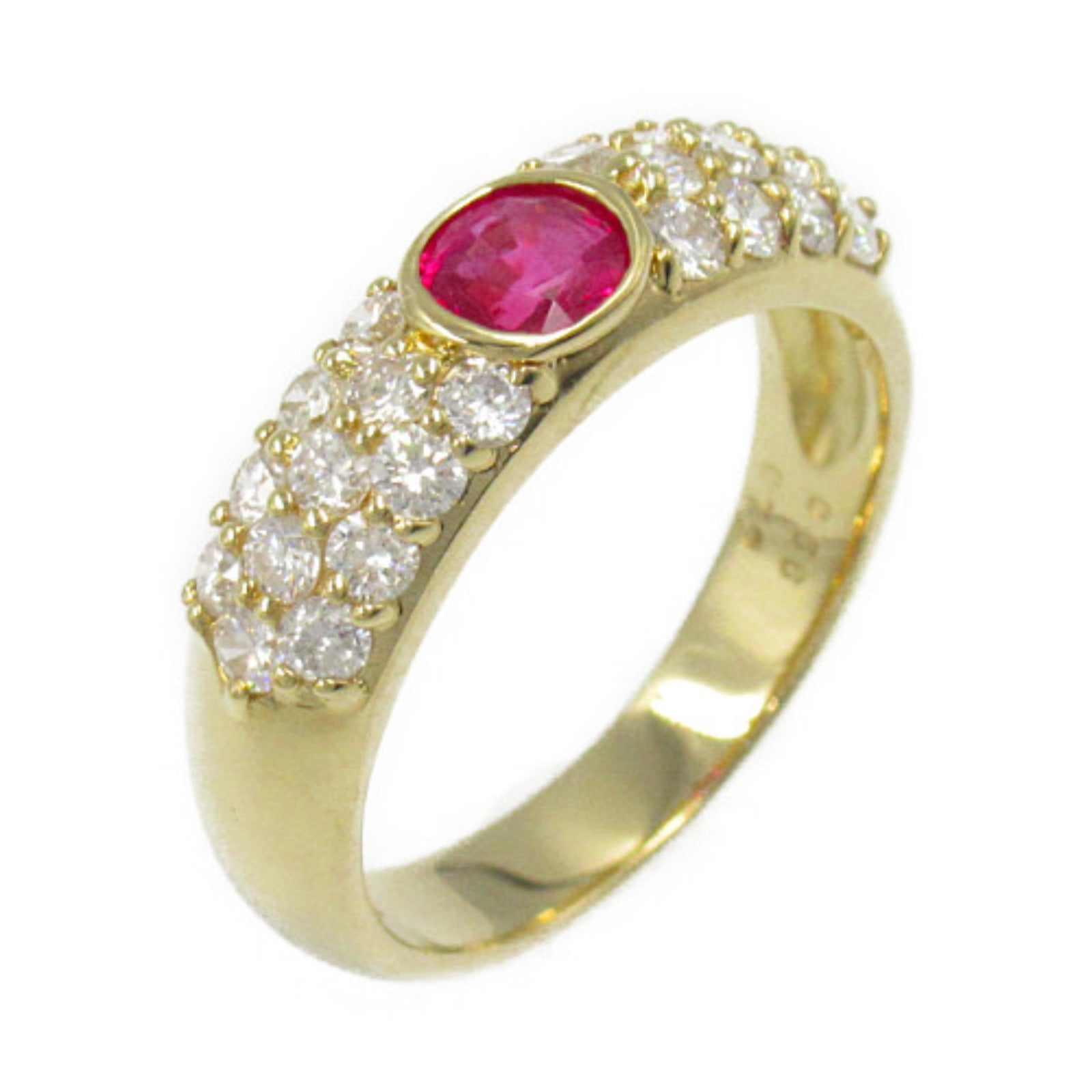 Ruby Diamond Ring K18 Yellow Gold