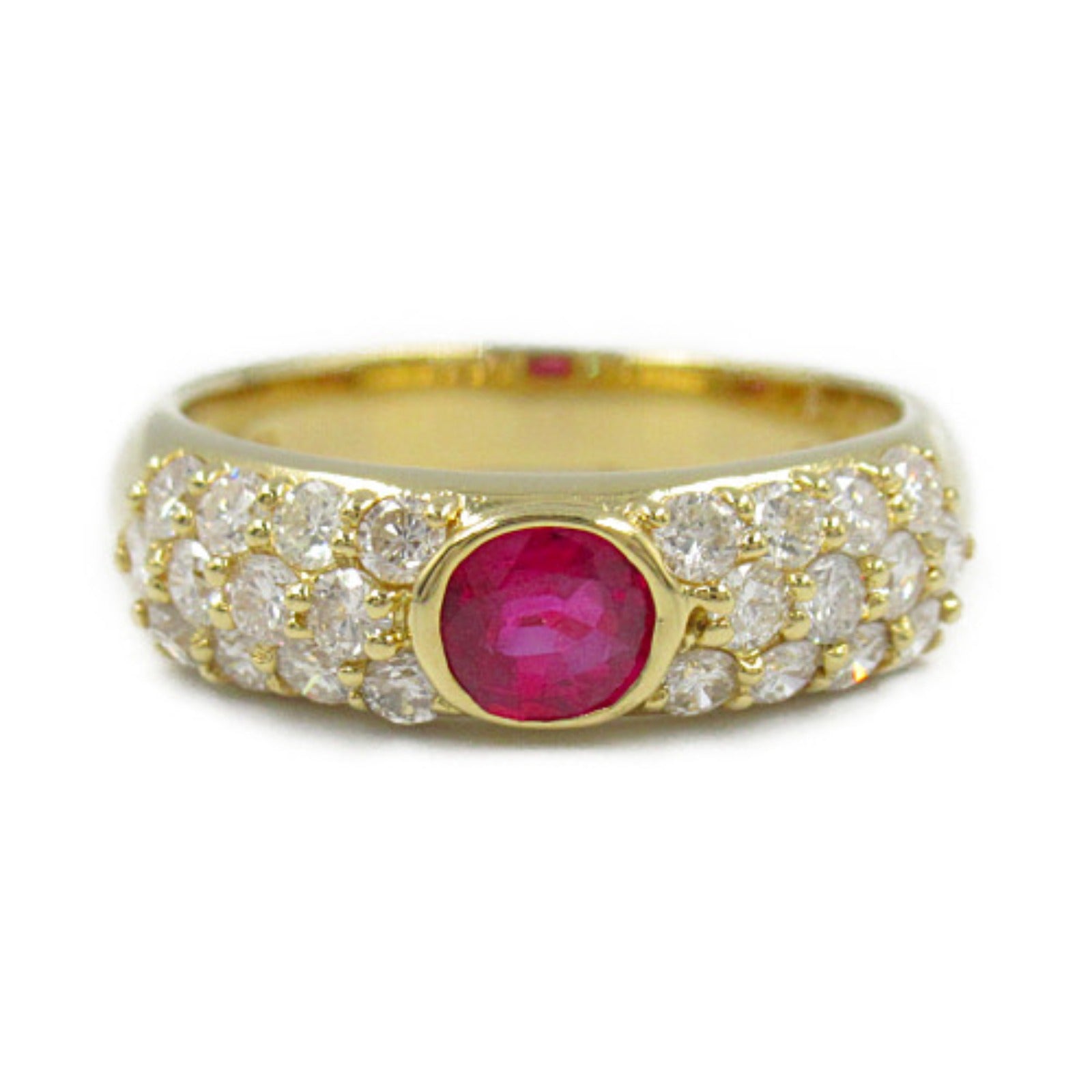 Ruby Diamond Ring K18 Yellow Gold