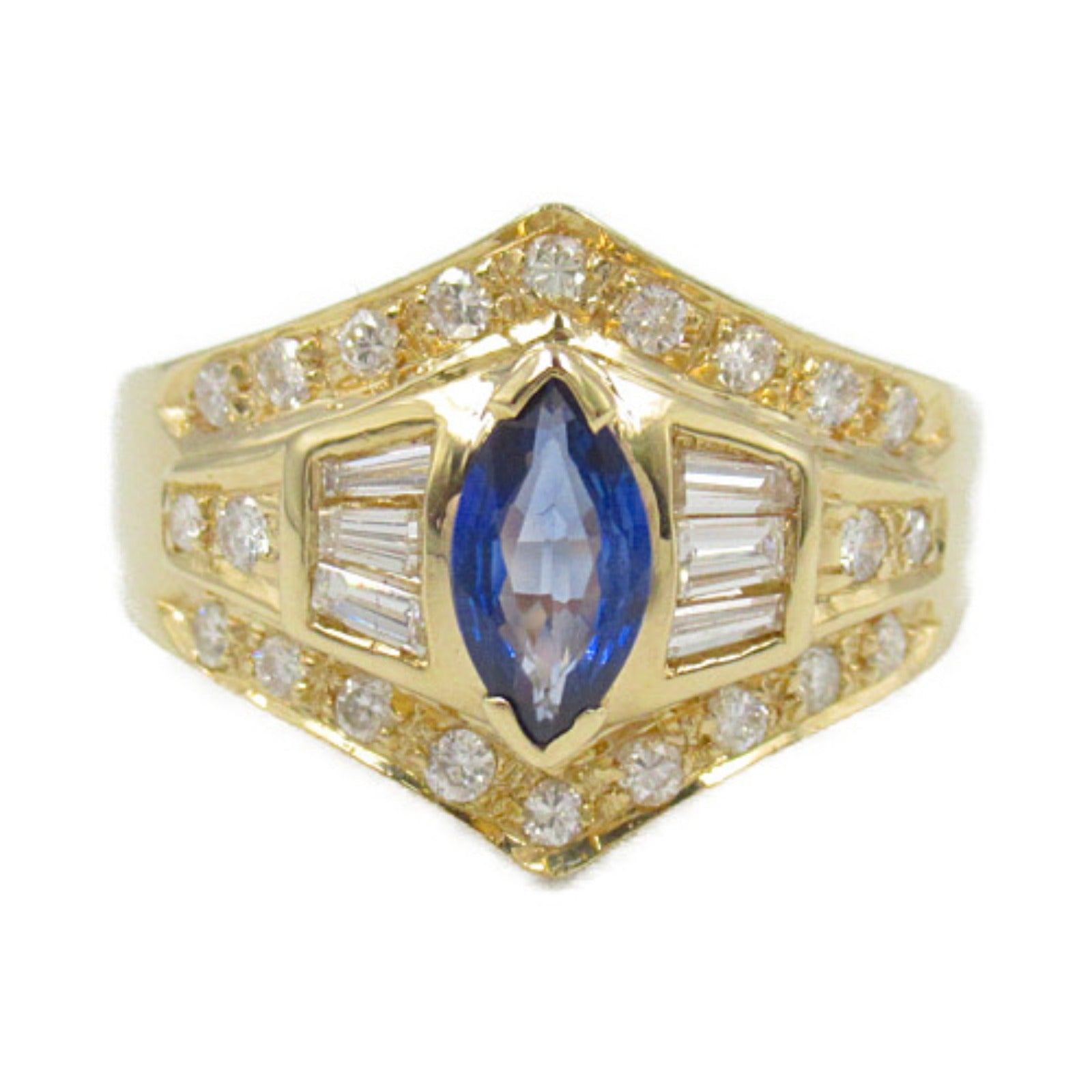 Sapphire Diamond Ring K18 Yellow Gold