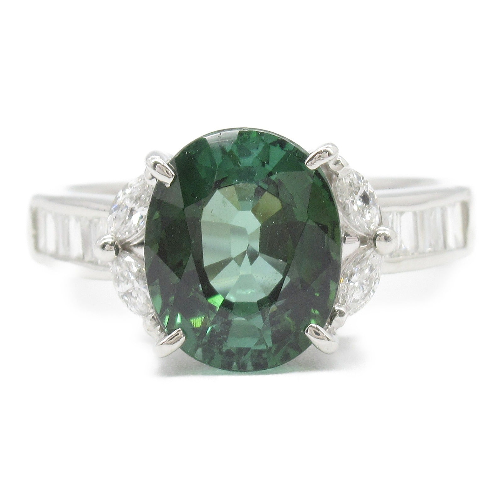 Platinum Tourmaline Diamond Ring