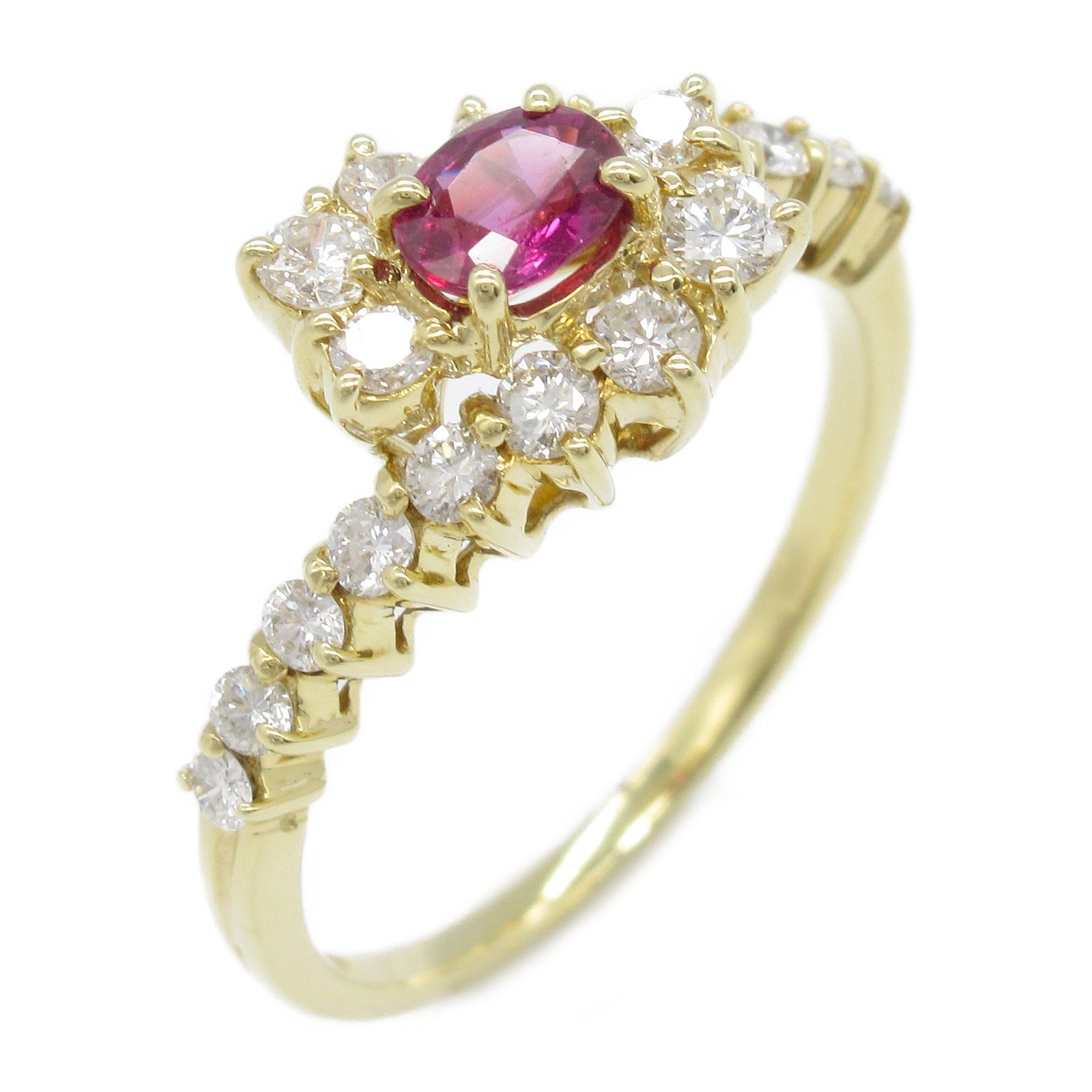 Ruby Diamond Ring K18 Yellow Gold