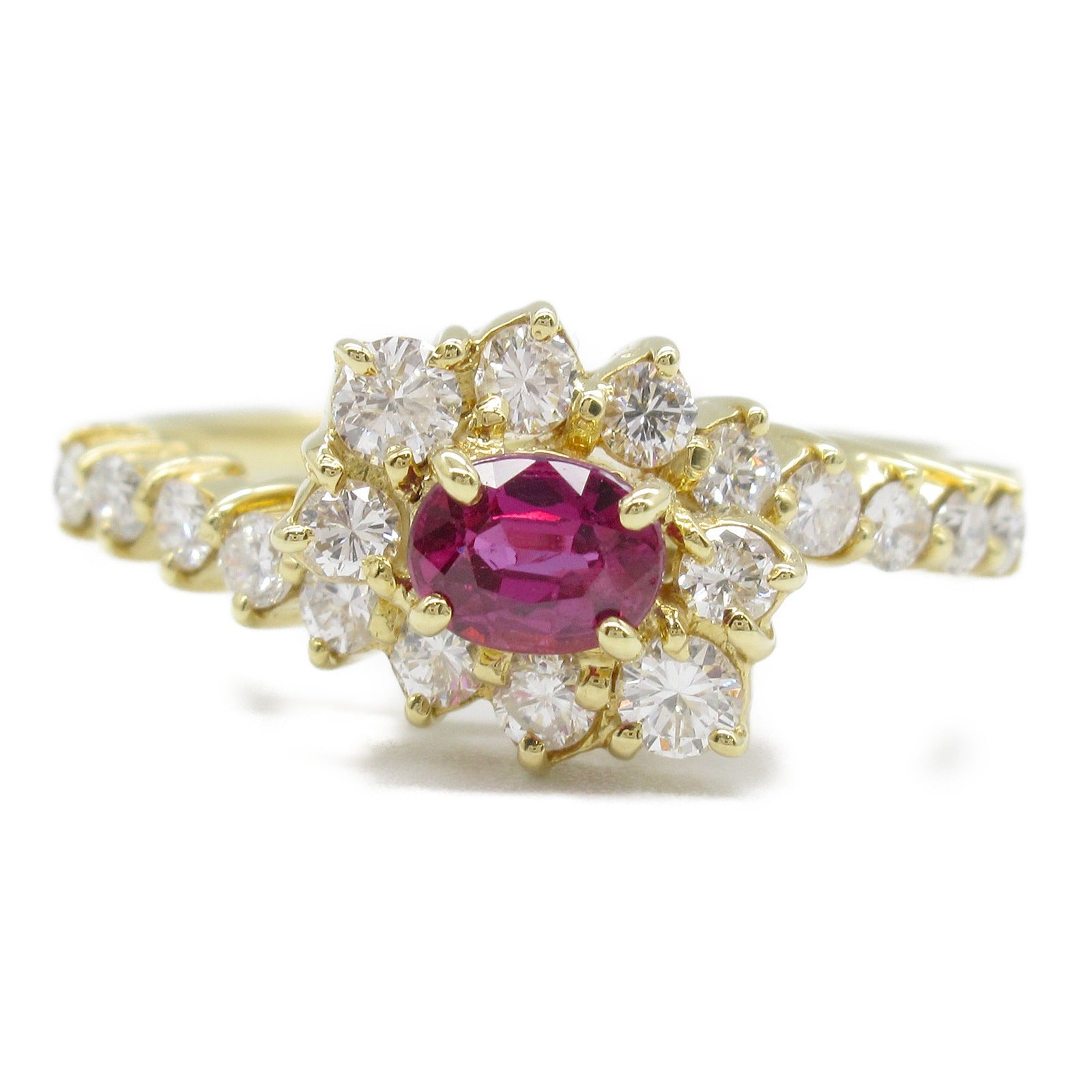 Ruby Diamond Ring K18 Yellow Gold