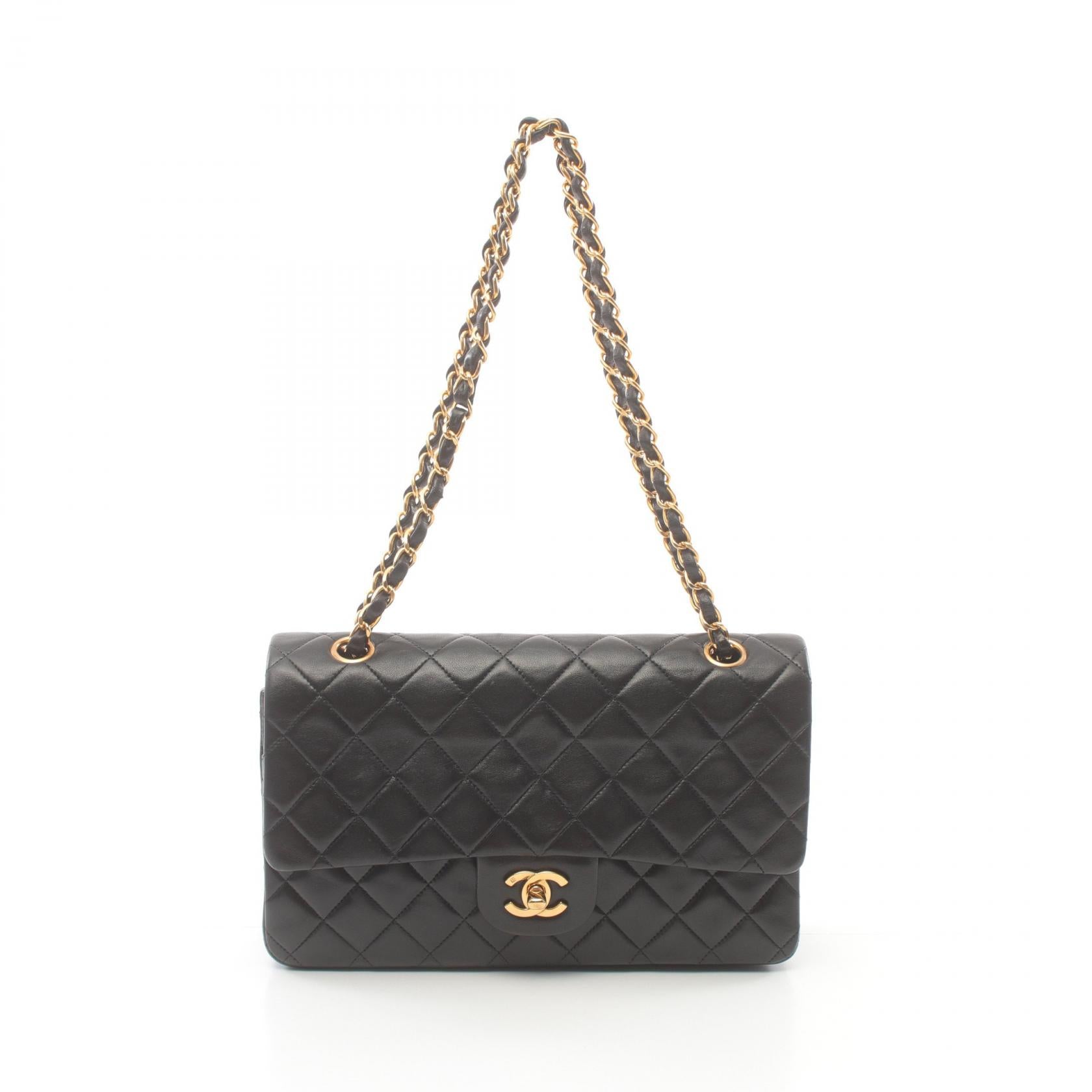 Chanel Lambskin Matelasse W Flap Shoulder Bag