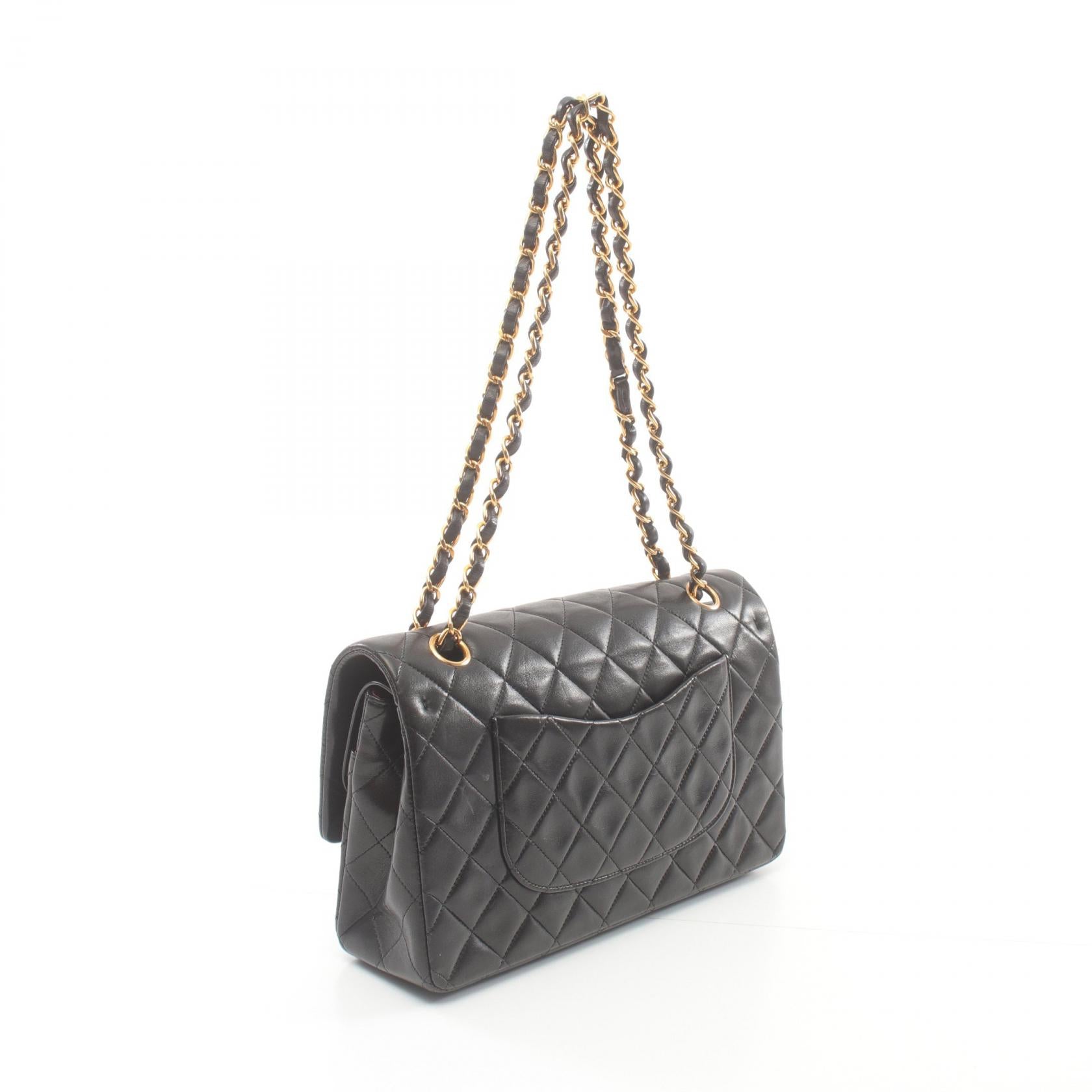 Chanel Lambskin Matelasse W Flap Shoulder Bag