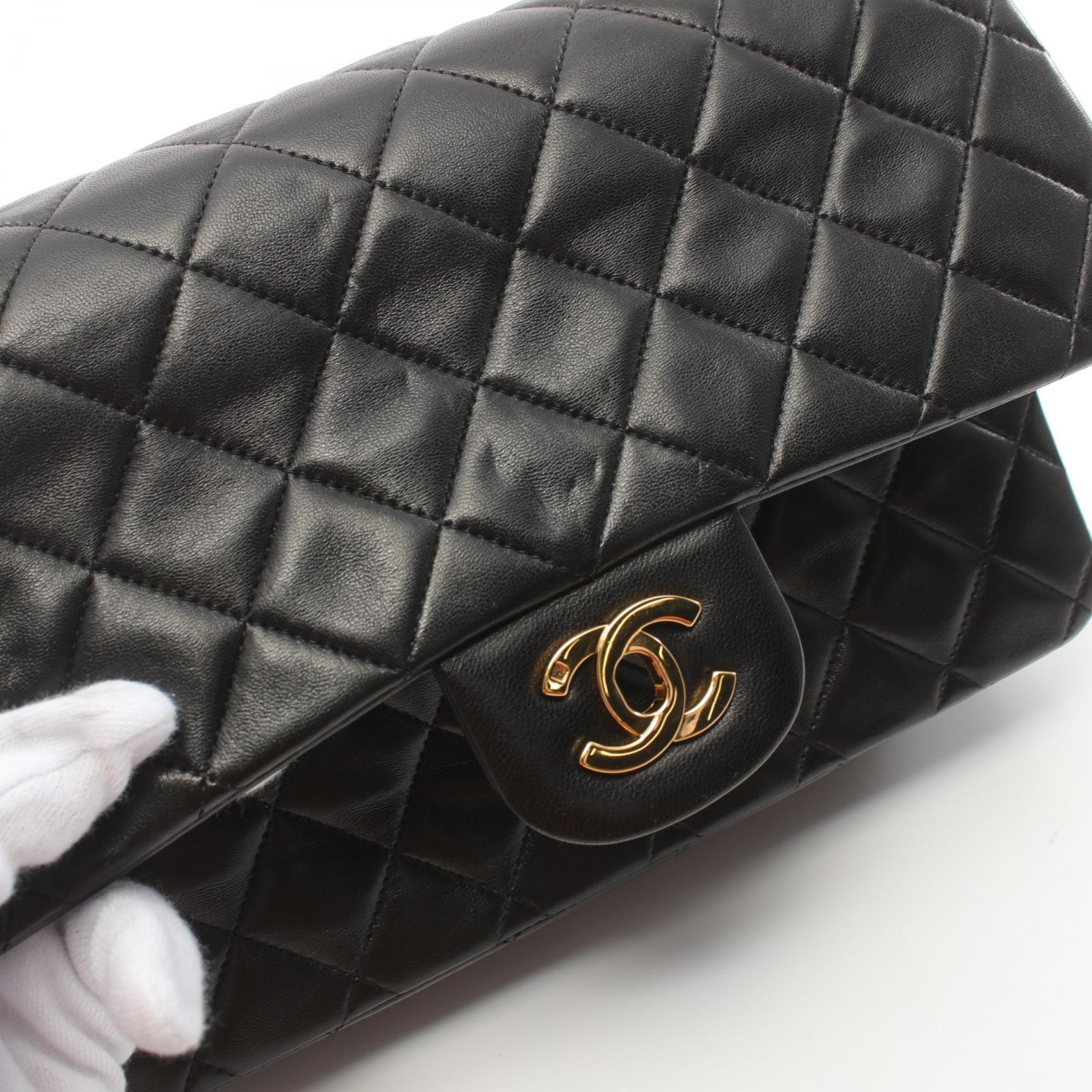 Chanel Lambskin Matelasse W Flap Shoulder Bag