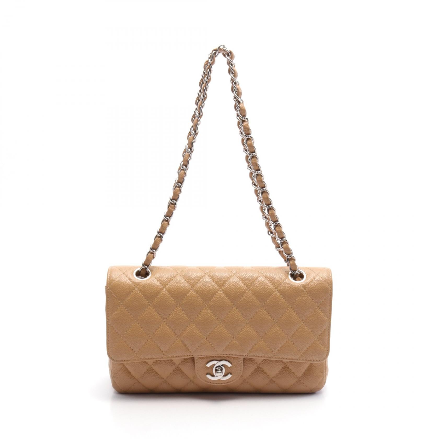 Chanel Caviar Skin Matelasse W Flap Shoulder Bag