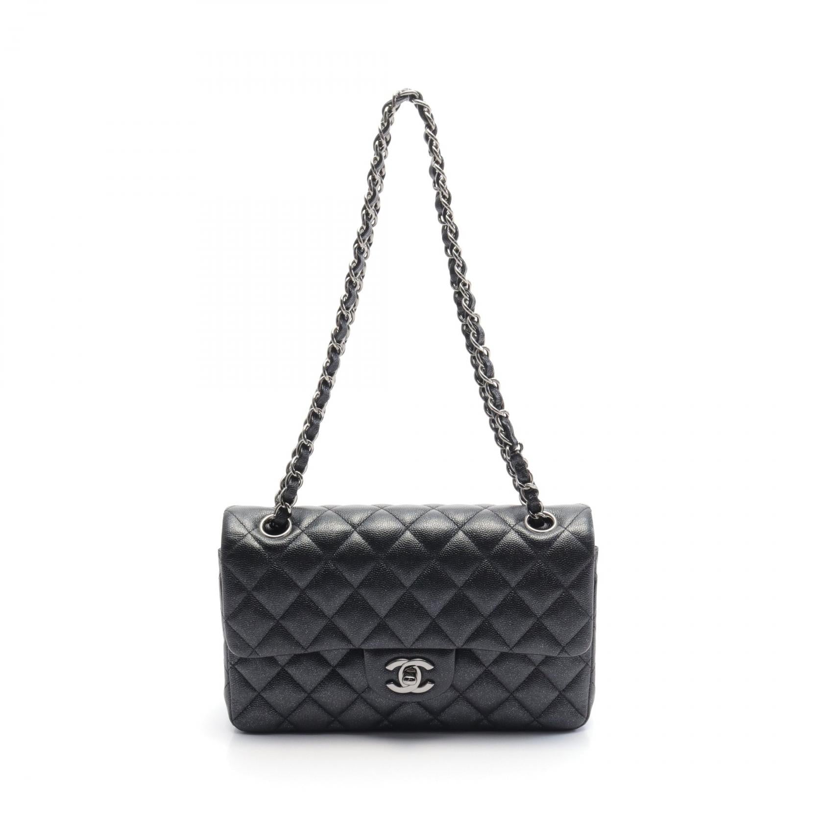 Chanel Matelasse W Flap Shoulder Bag Black