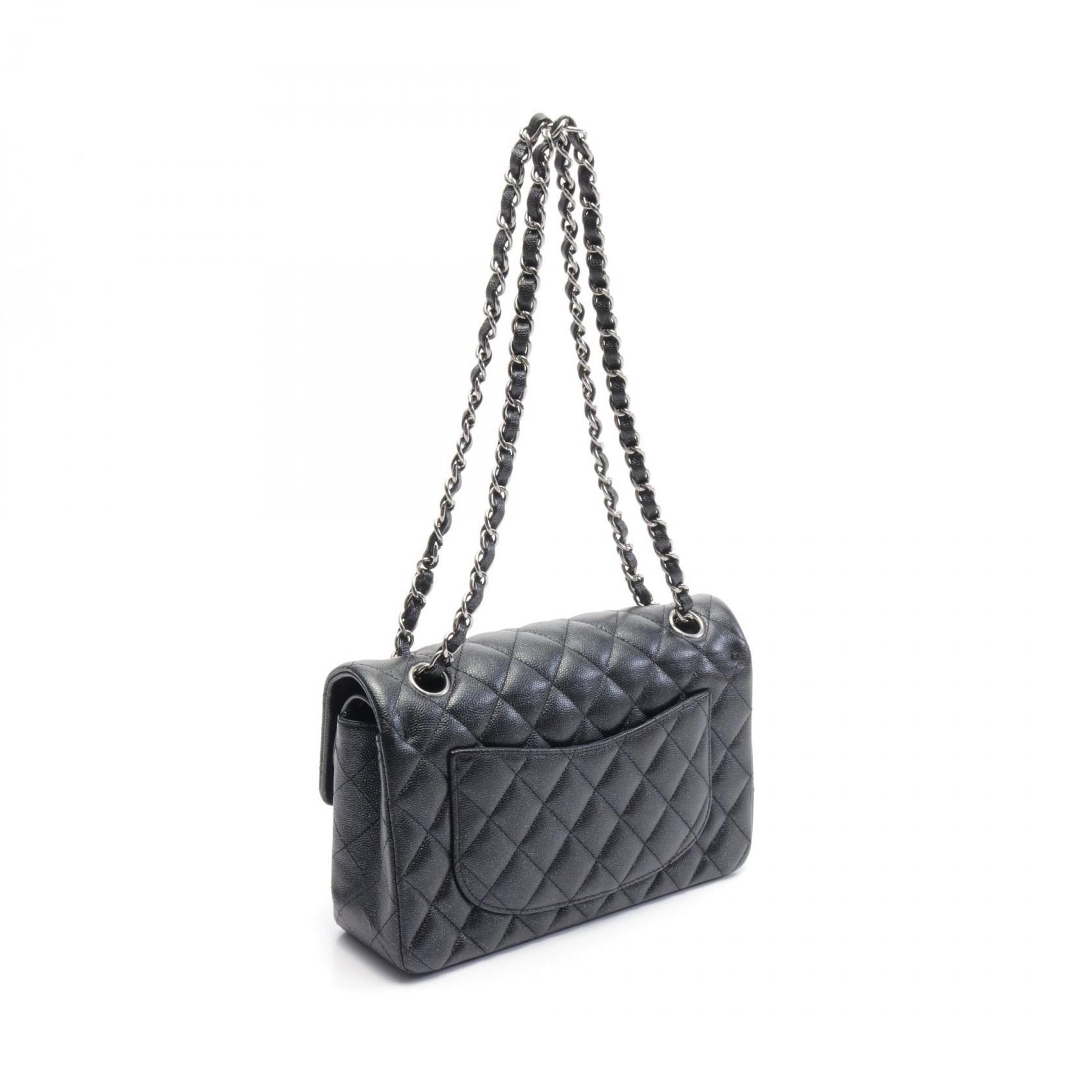 Chanel Matelasse W Flap Shoulder Bag Black