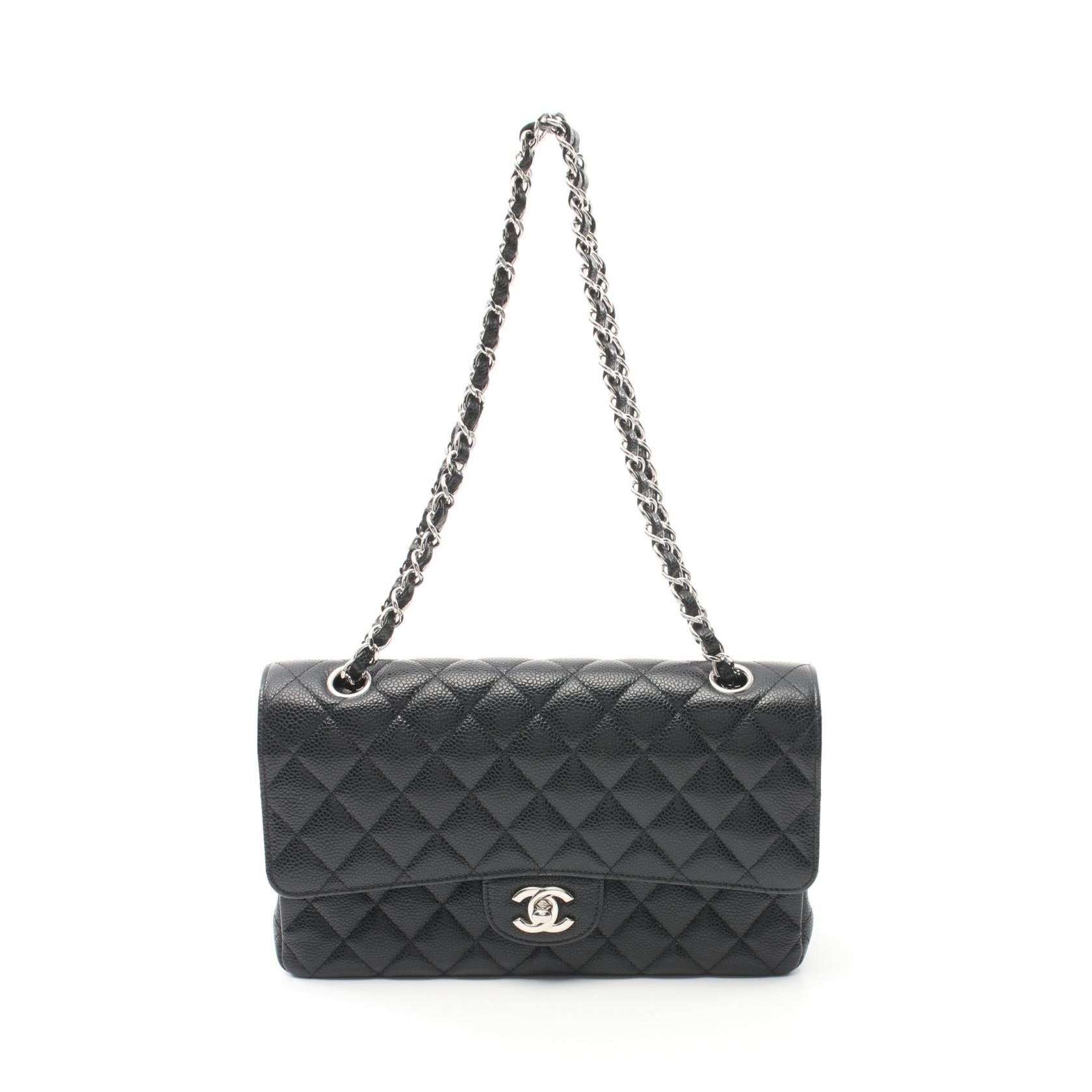 Chanel Caviar Skin Matelasse W Flap Shoulder Bag