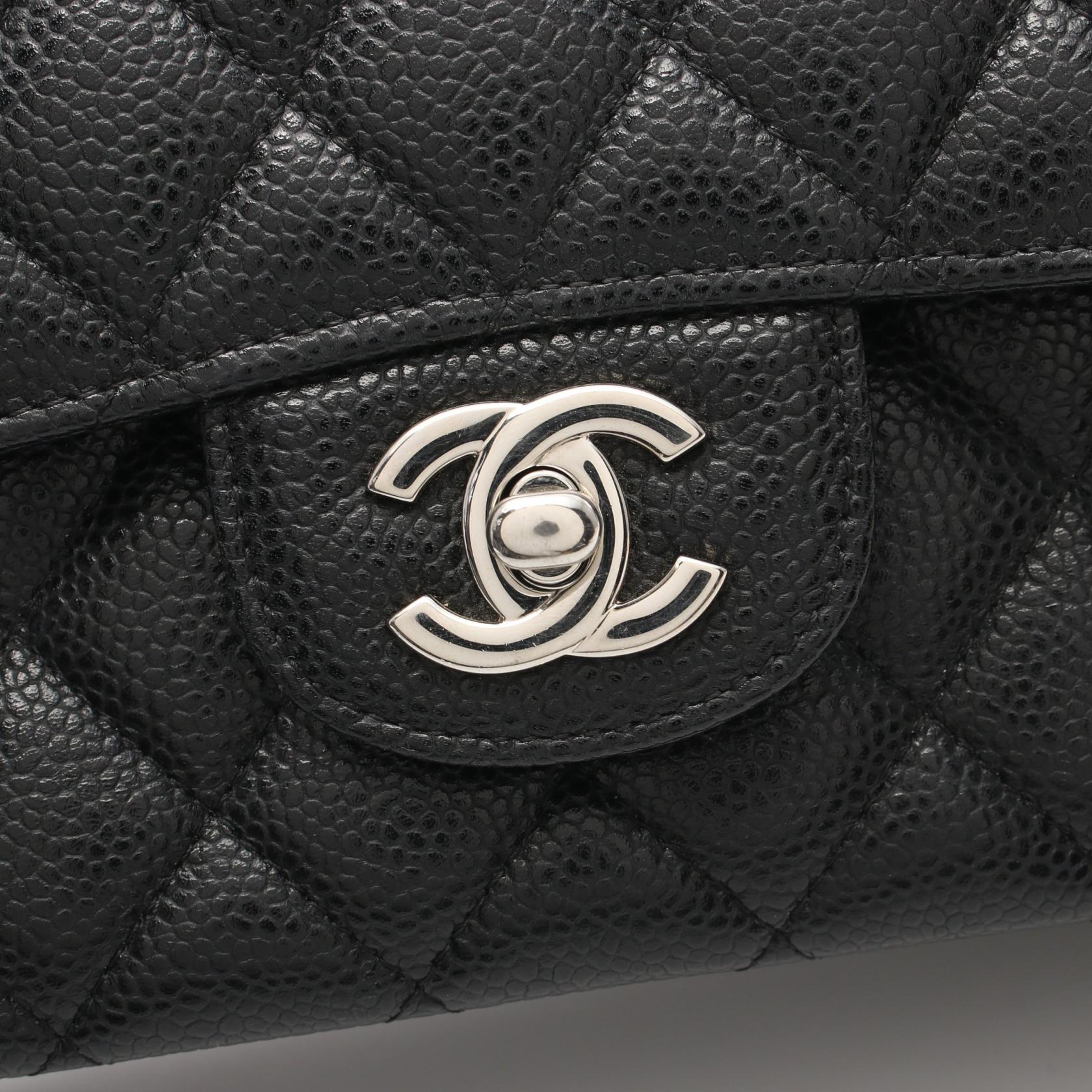 Chanel Caviar Skin Matelasse W Flap Shoulder Bag