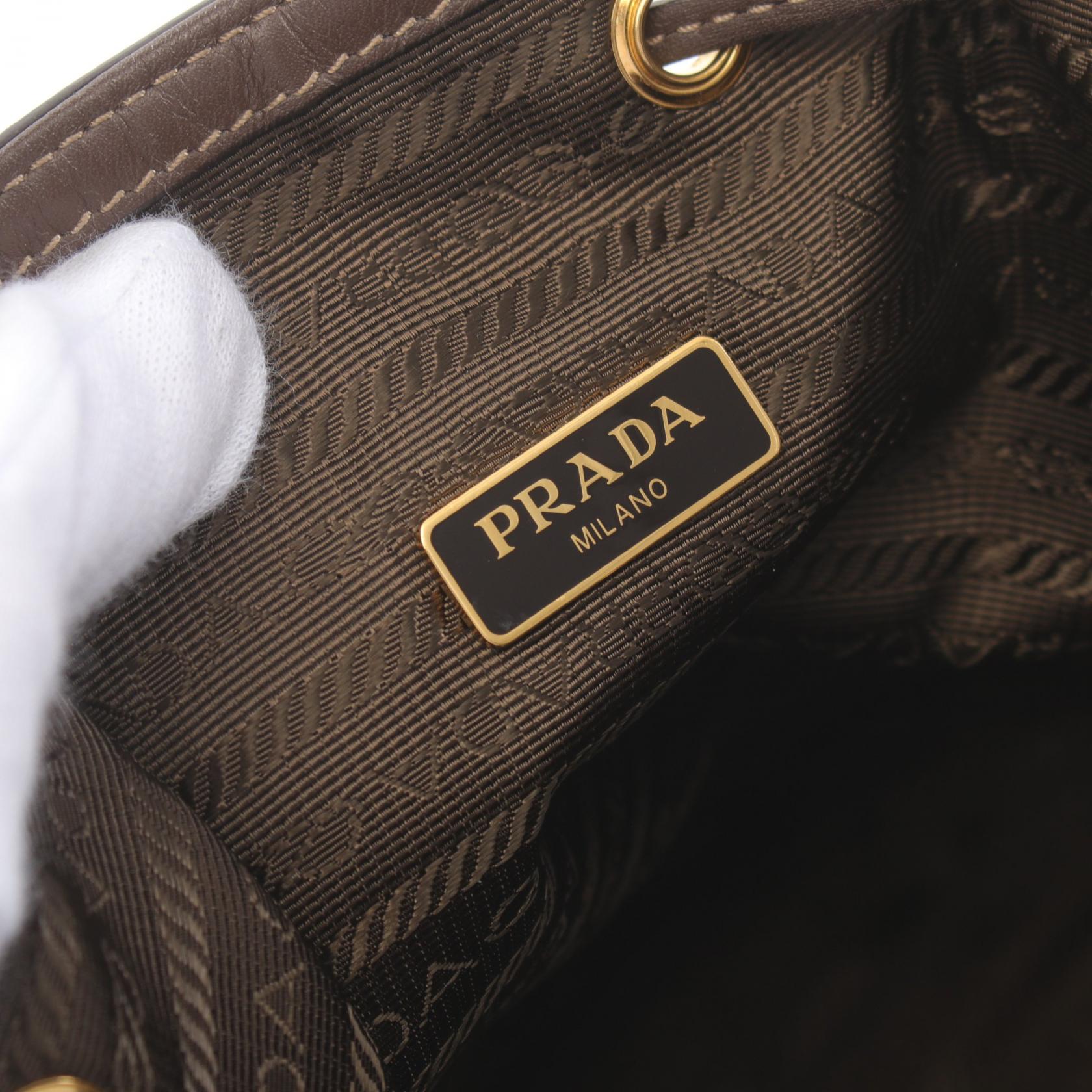 Prada Canvas Leather Logo Jacquard Handbag