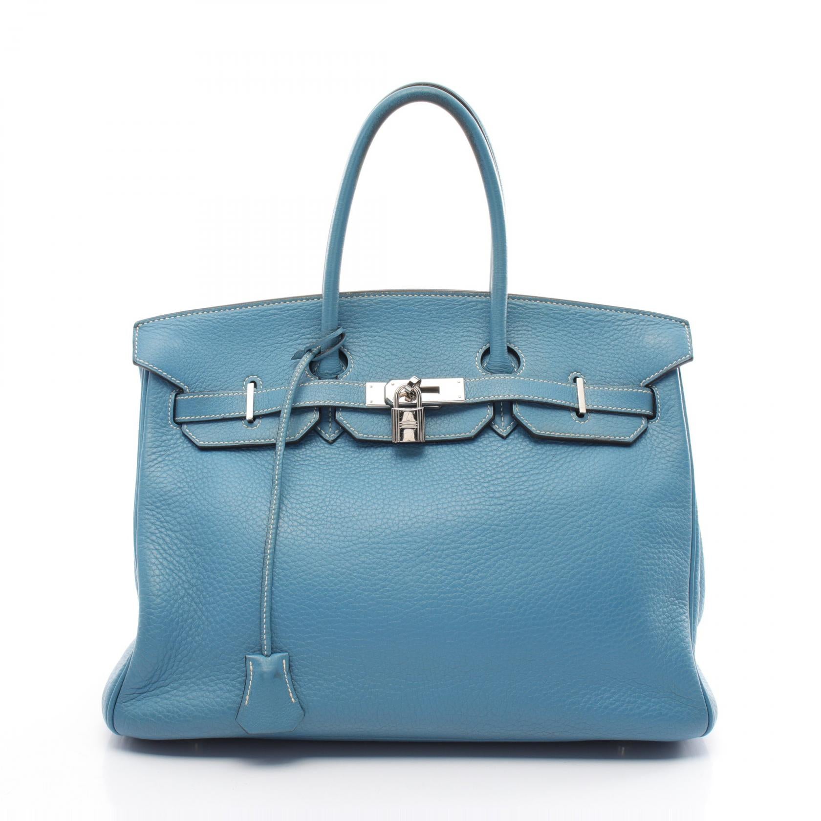 Hermes Birkin 35 Clemence Handbag Blue