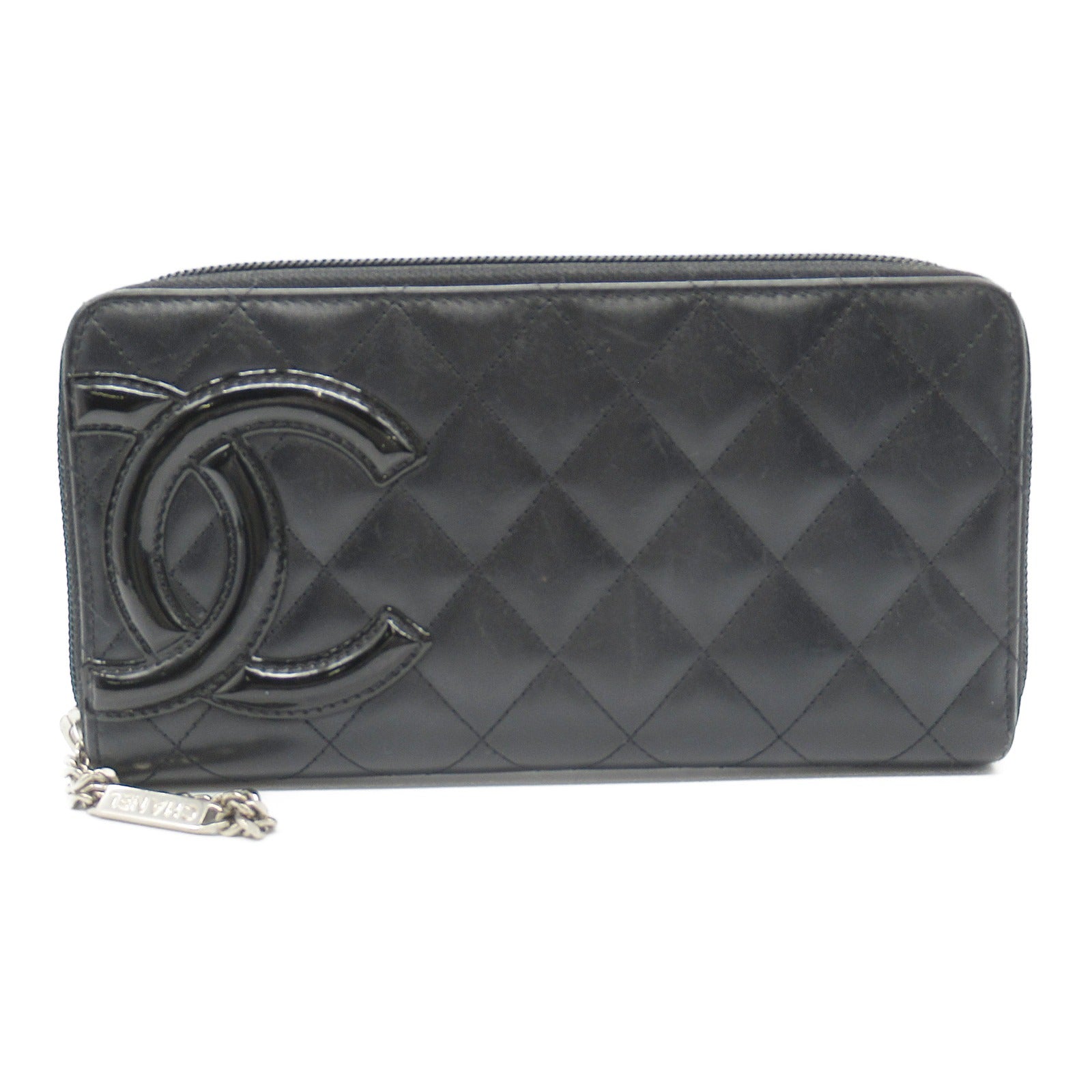 Chanel Cambon Leather Enamel Long Wallet Black