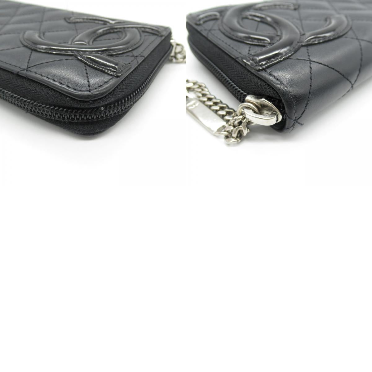 Chanel Cambon Leather Enamel Long Wallet Black