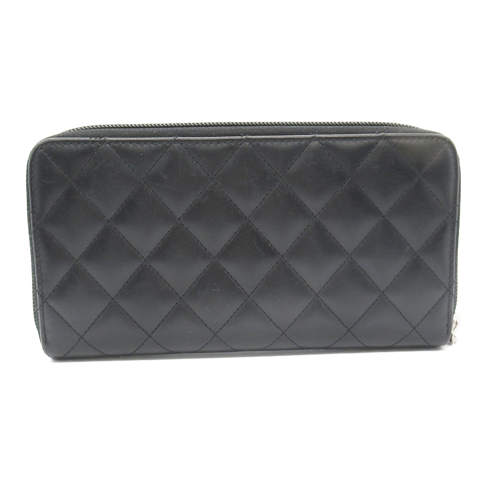 Chanel Cambon Leather Enamel Long Wallet Black