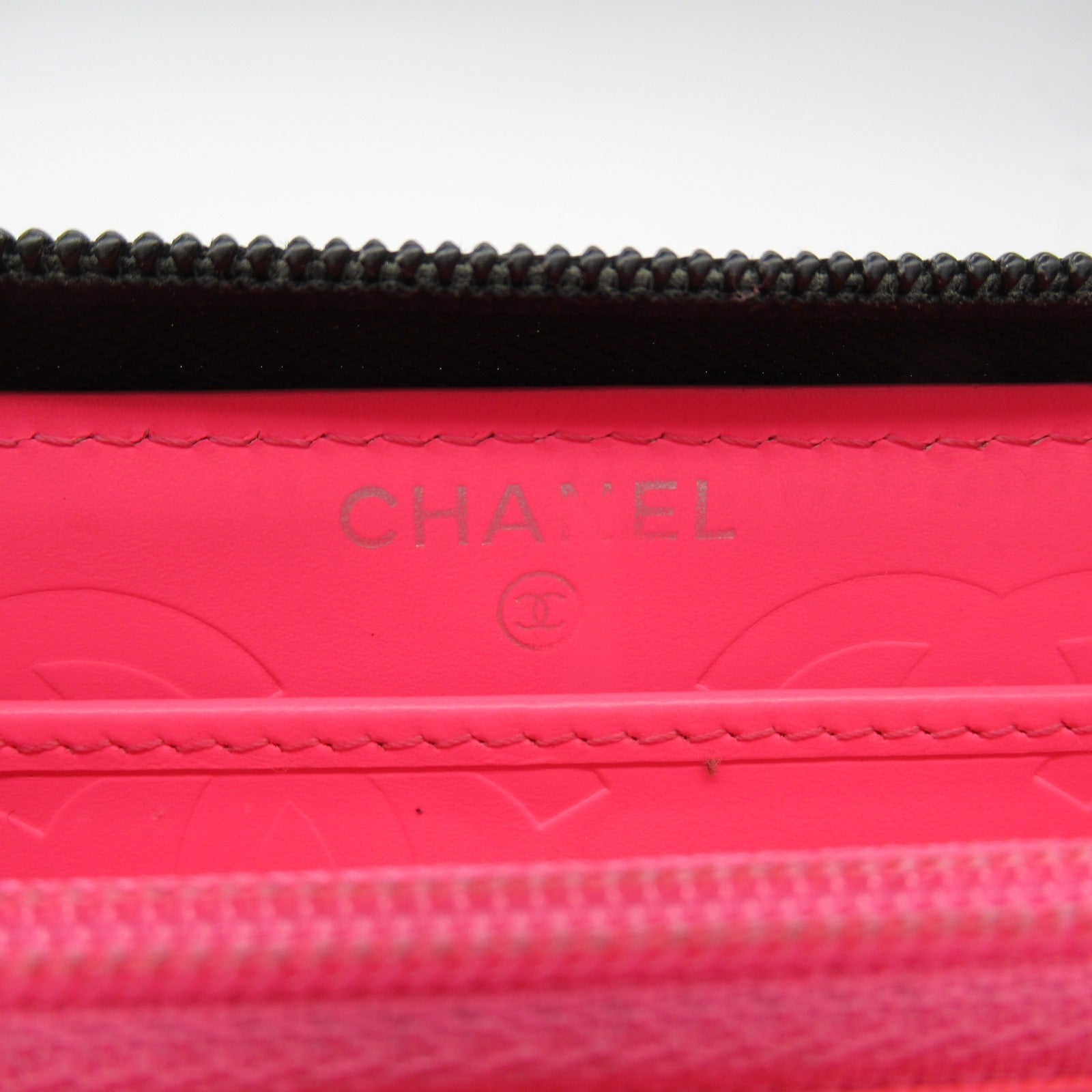 Chanel Cambon Leather Enamel Long Wallet Black