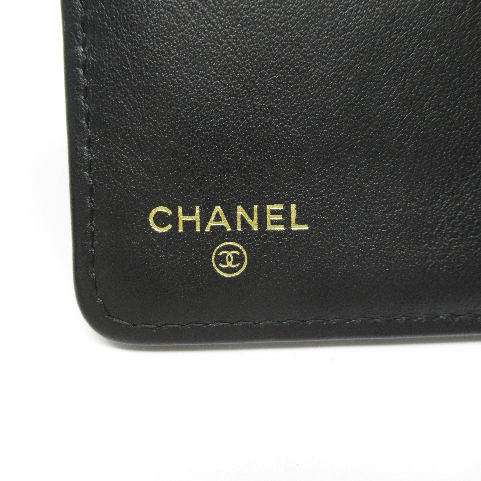 Chanel Boy Zip Long Wallet Leather Black