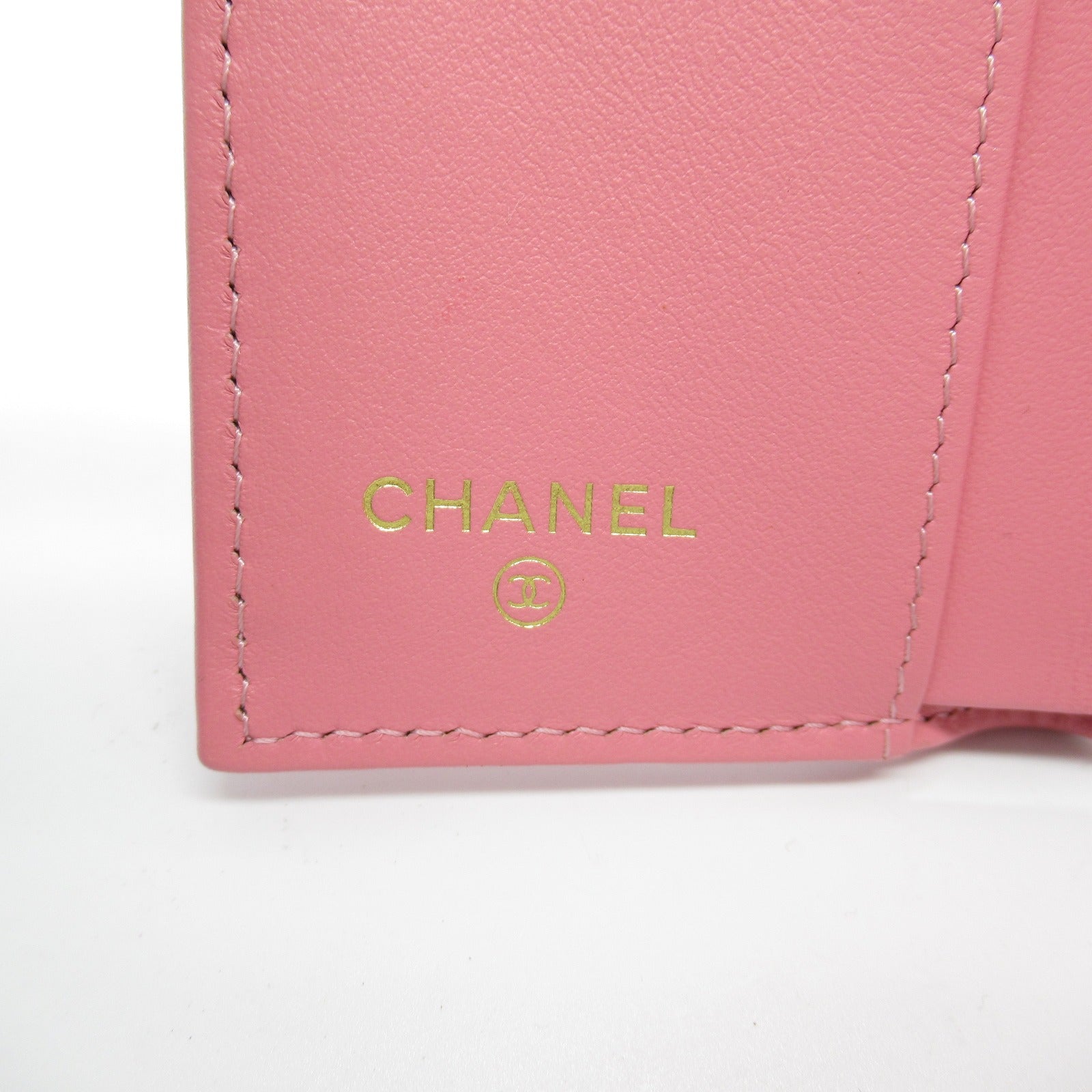 Chanel Boy Tri-Fold Wallet Leather Pink