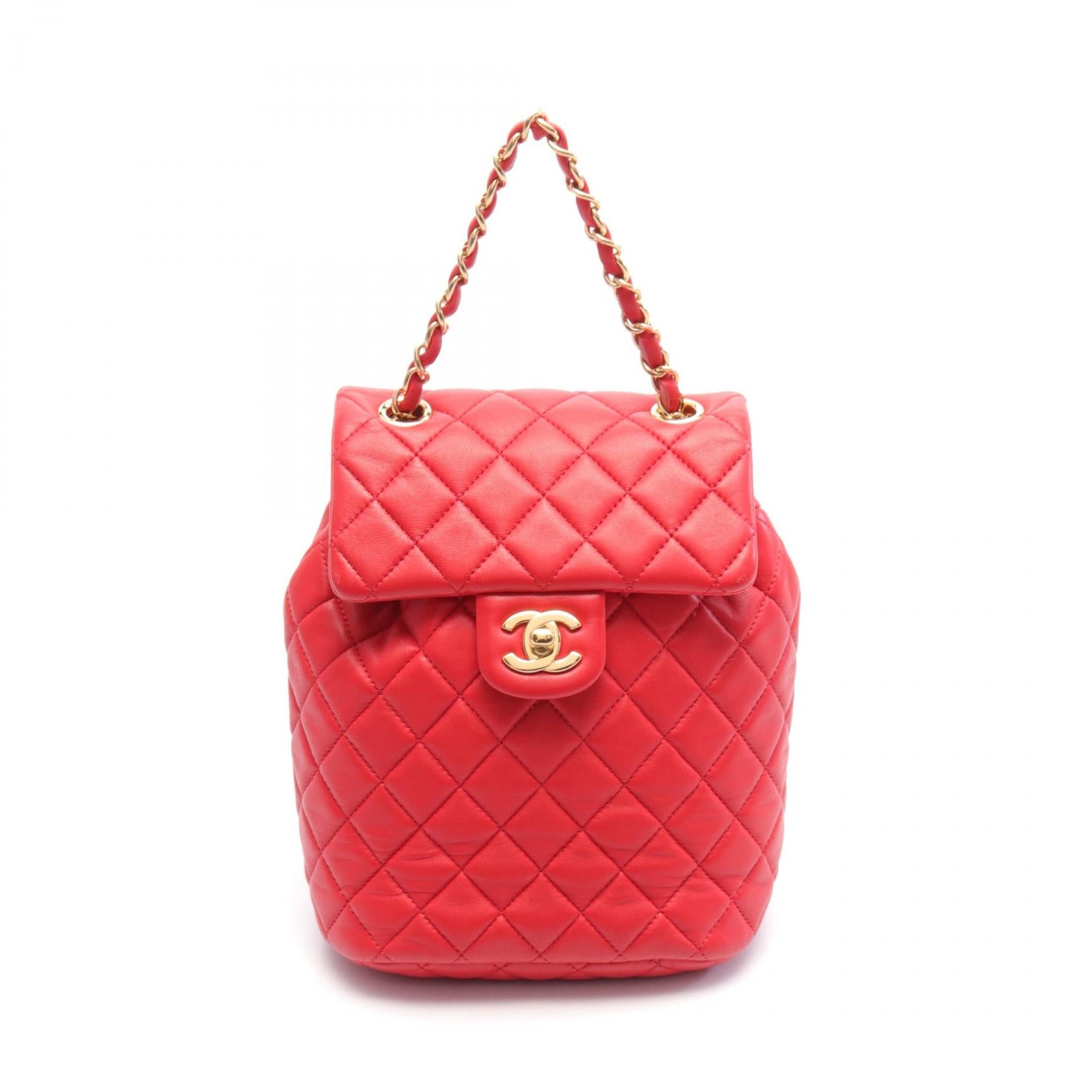 Chanel Matelasse Lambskin Backpack Red