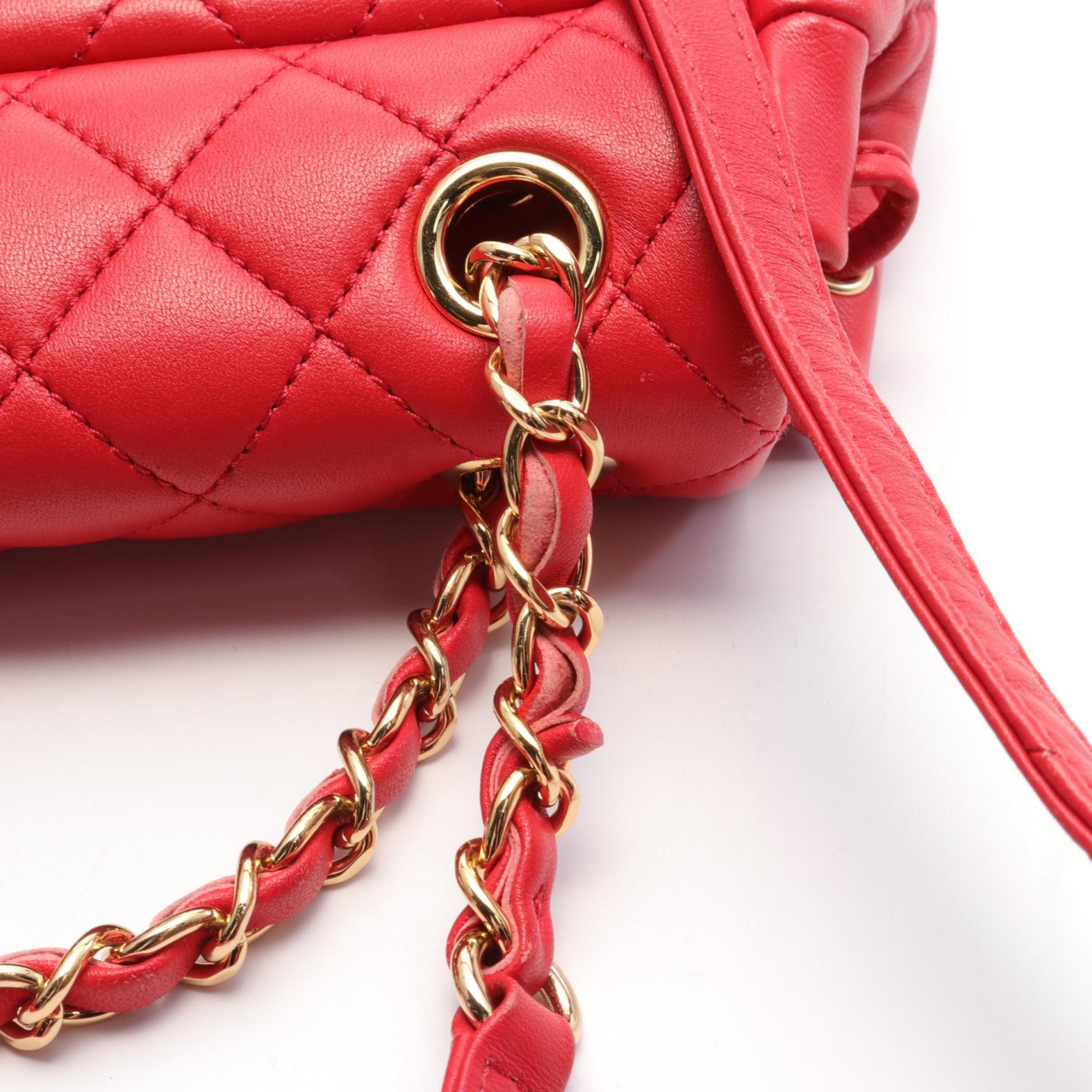 Chanel Matelasse Lambskin Backpack Red