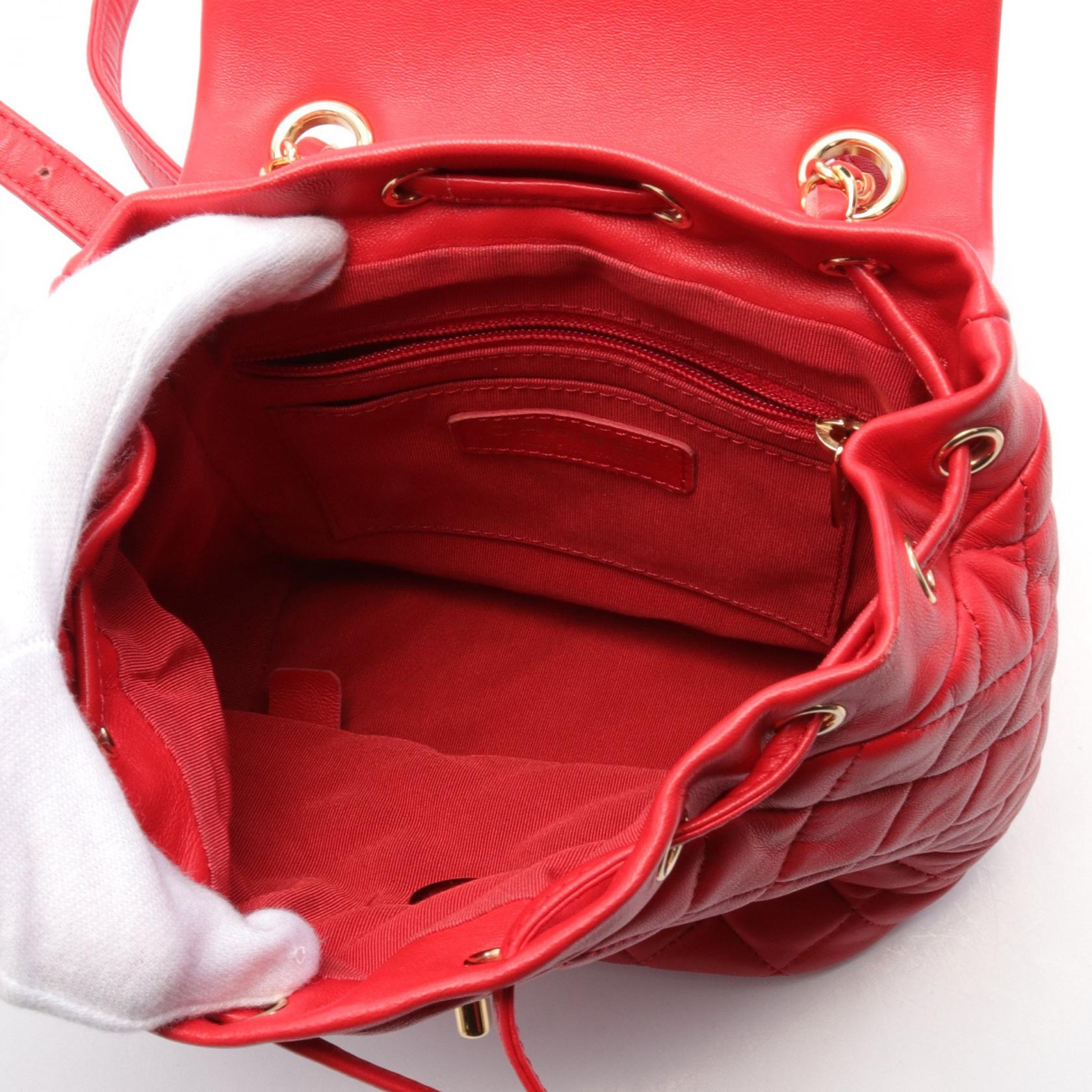 Chanel Matelasse Lambskin Backpack Red