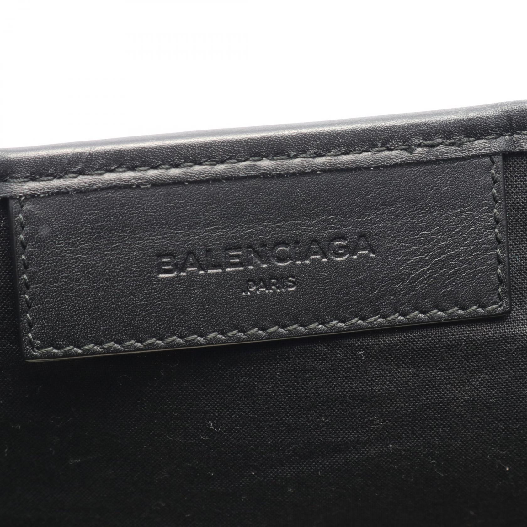 Balenciaga Navy Cabas M Canvas Leather Tote