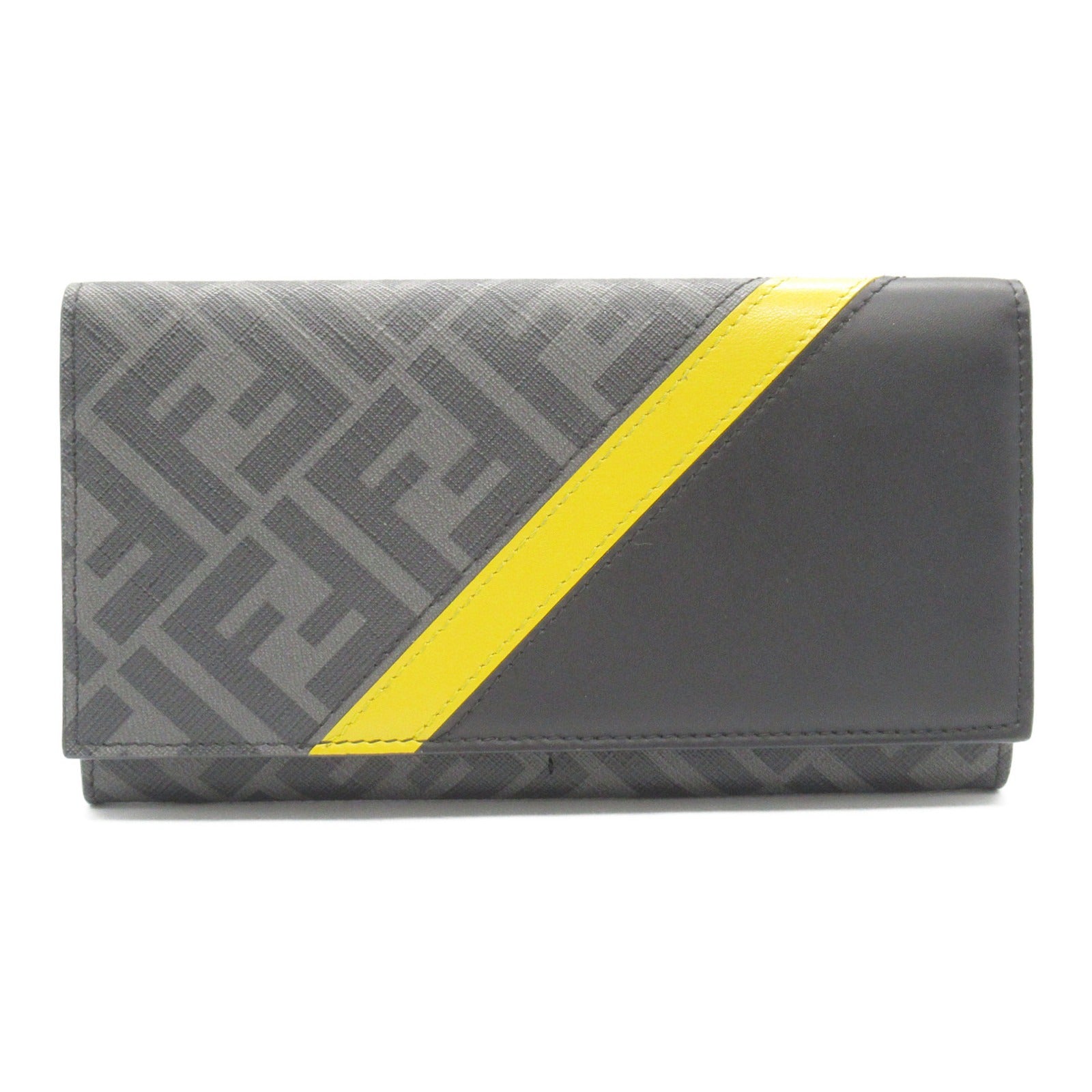 Fendi Zucca Zip Bifold Wallet PVC Canvas Leather