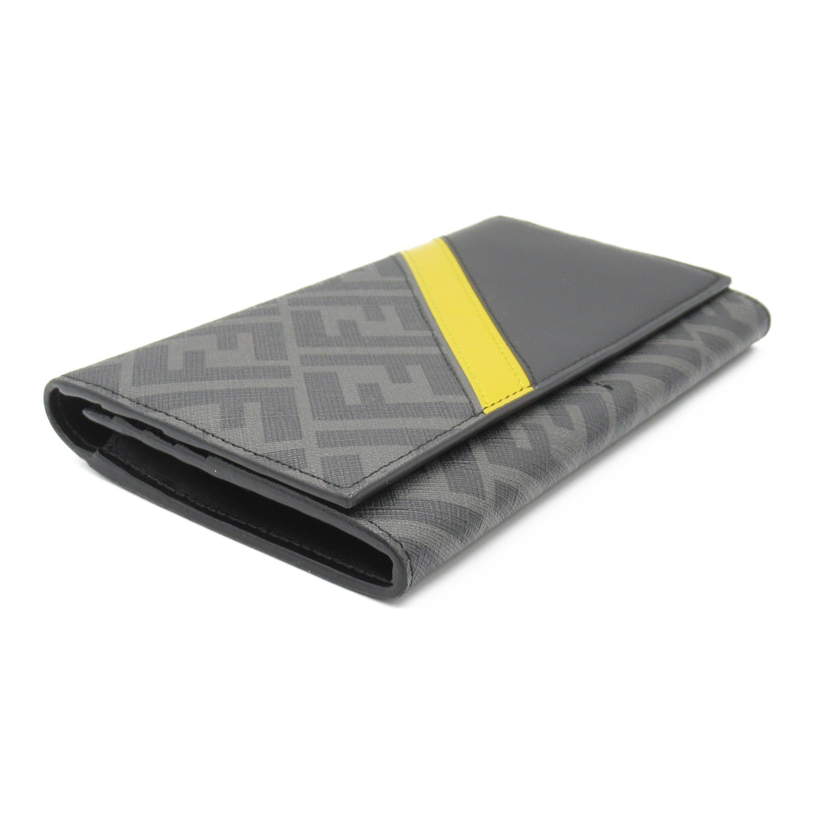 Fendi Zucca Zip Bifold Wallet PVC Canvas Leather