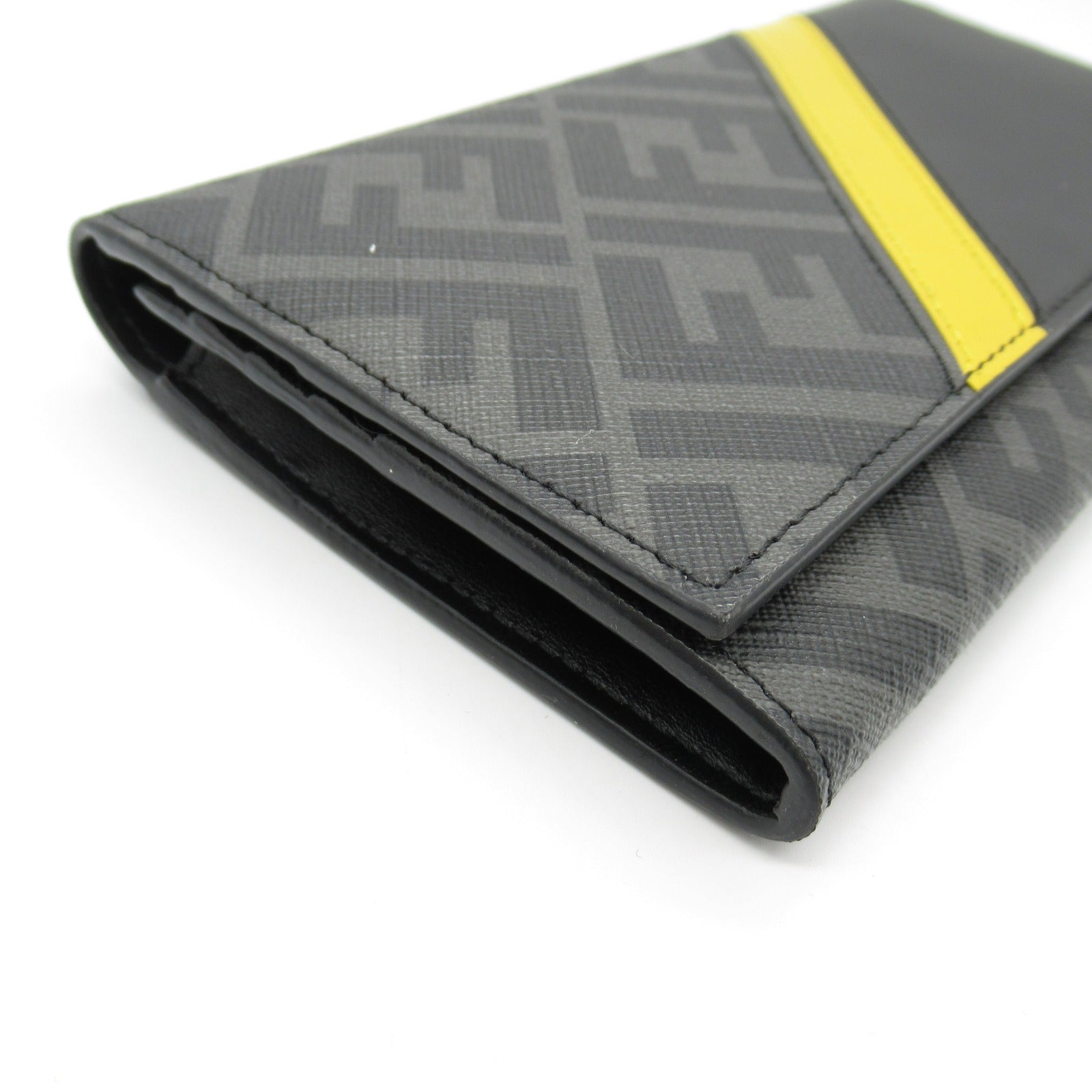 Fendi Zucca Zip Bifold Wallet PVC Canvas Leather