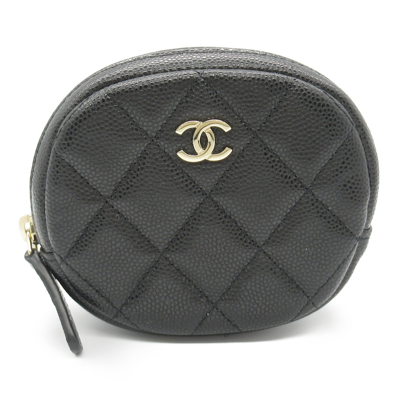 Chanel Matelasse Coin Case Leather Black