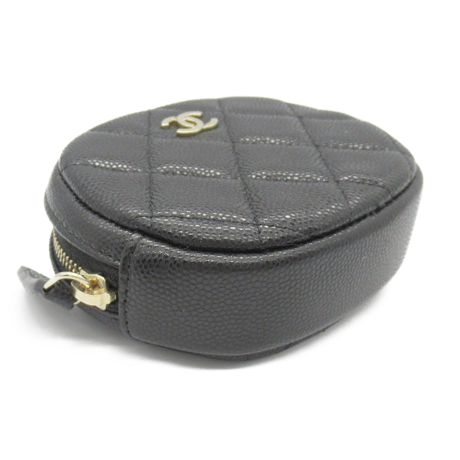 Chanel Matelasse Coin Case Leather Black