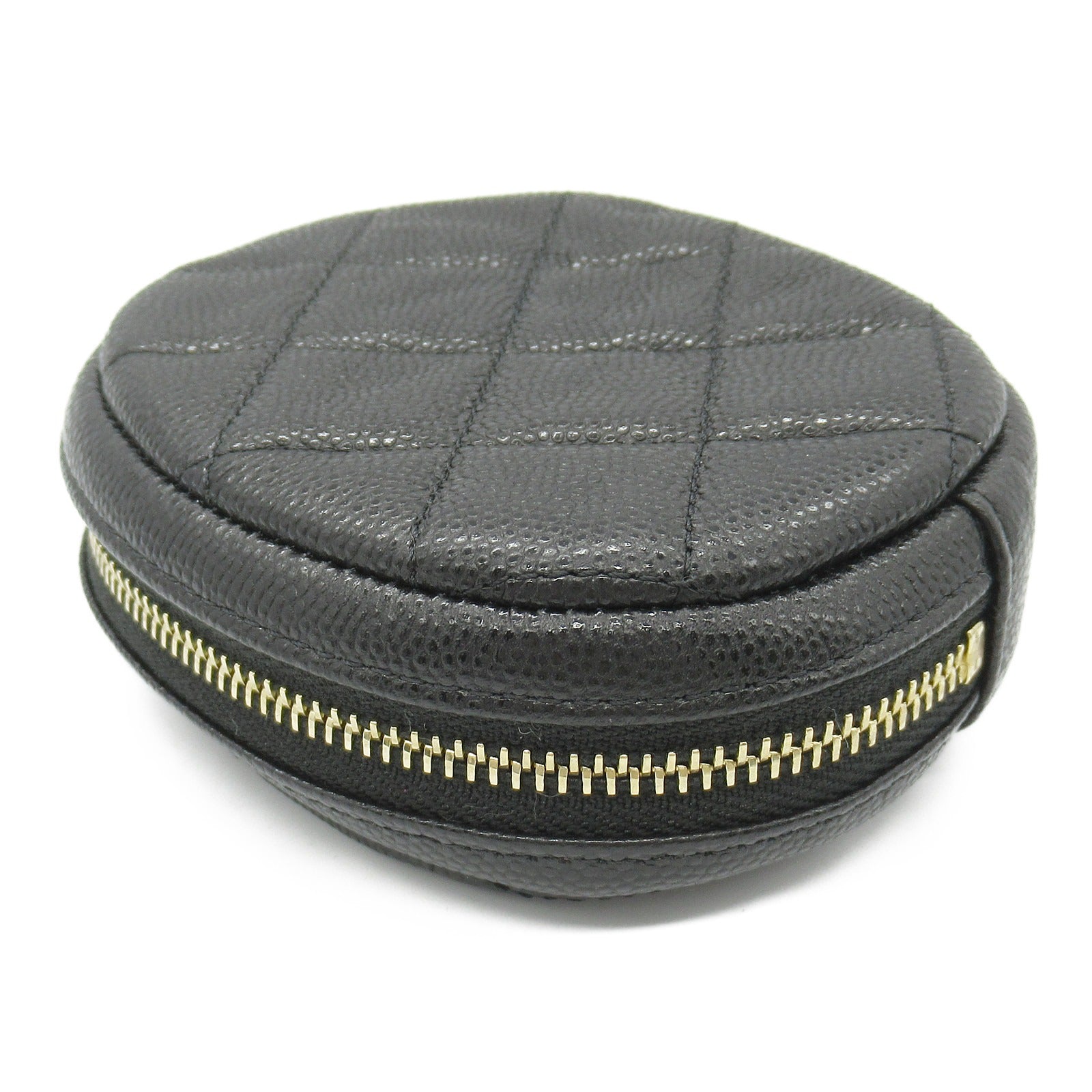 Chanel Matelasse Coin Case Leather Black